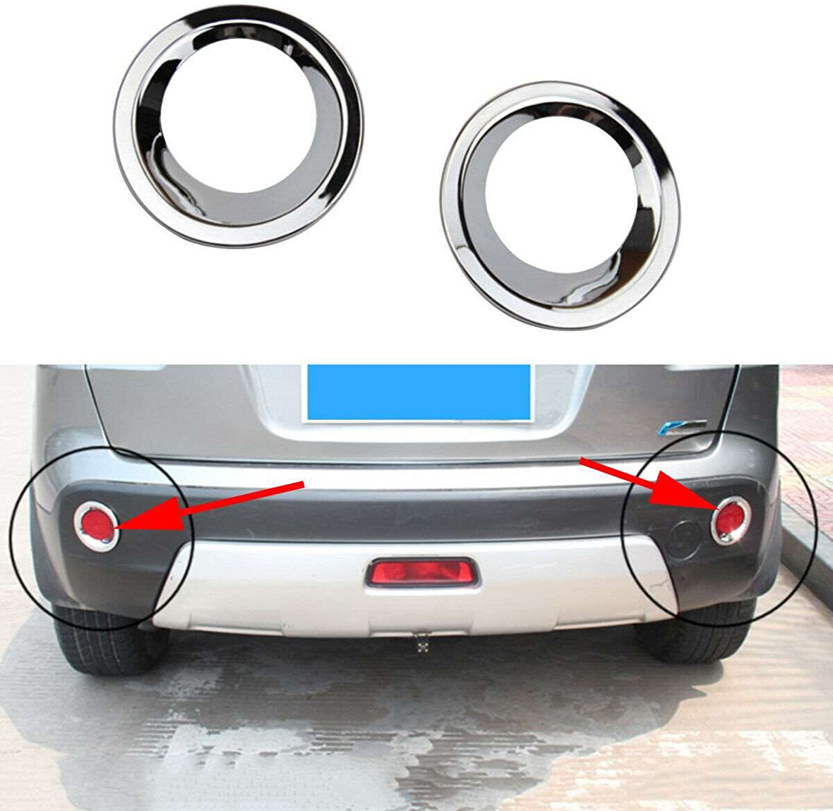 Nissan Qashqai Uyumlu 2006 2009 Arka Reflektör Çerçevesi Krom