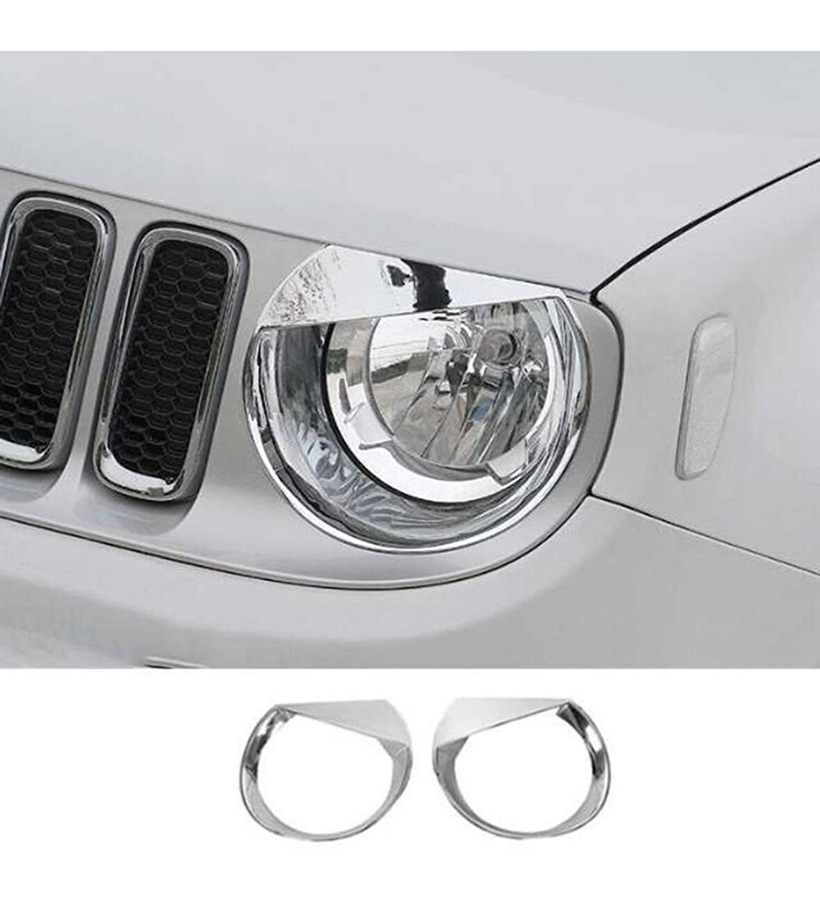 Jeep Renegade Uyumlu 2014 2017 Ön Far Kaplama ABS(Plastik) Krom