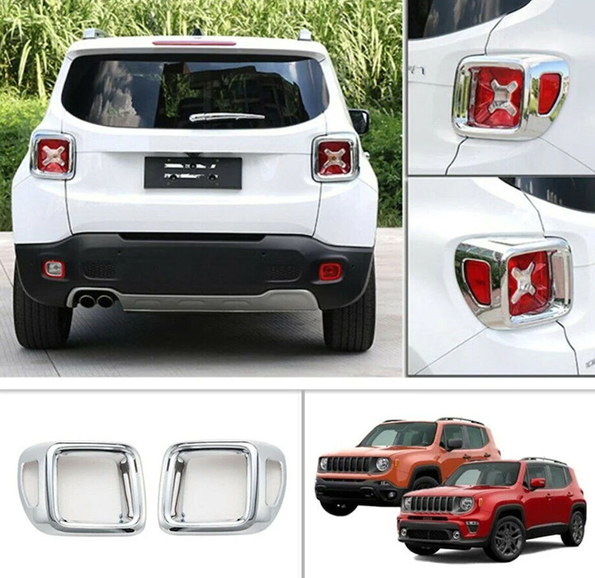 Jeep Renegade Uyumlu Stop Çerçevesi ABS (Plastik ) Krom 2014-2017