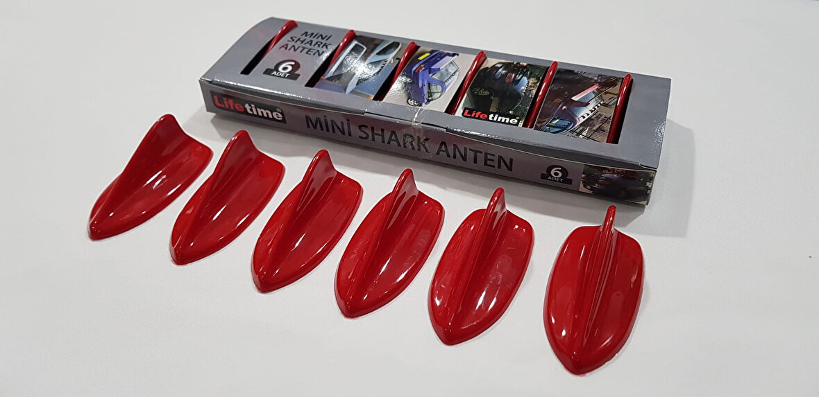 X6 Uyumlu Mini Shark Balina Anten Seti 6 Lı Balık Sırtı Süs Anten Kırmızı