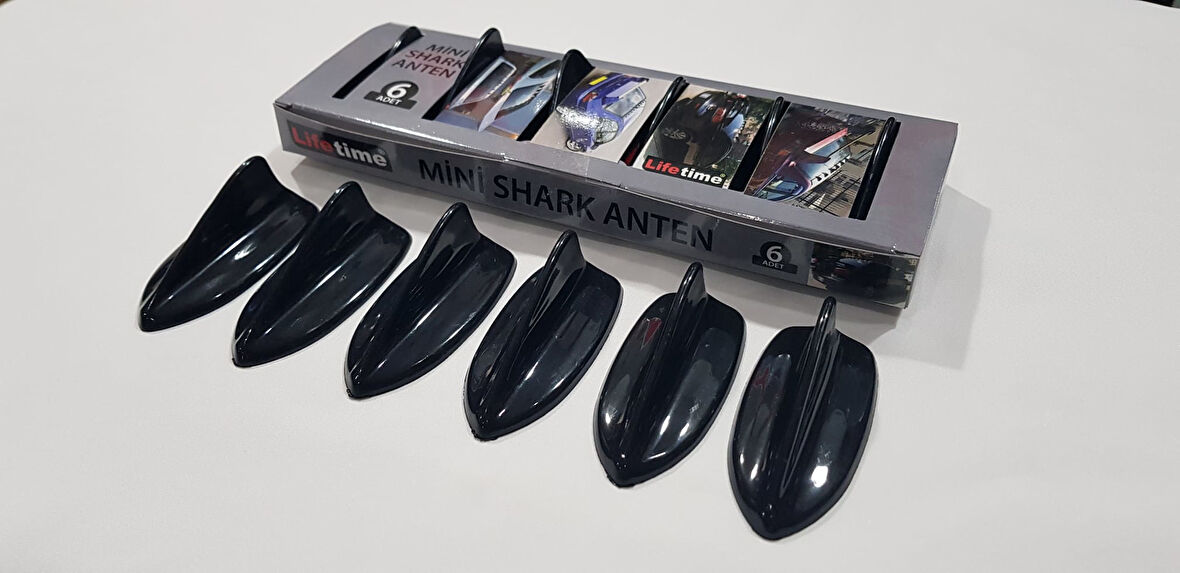 Jumpy Uyumlu Mini Shark Balina Anten Seti 6 Lı Balık Sırtı Süs Anten Parlak Siyah