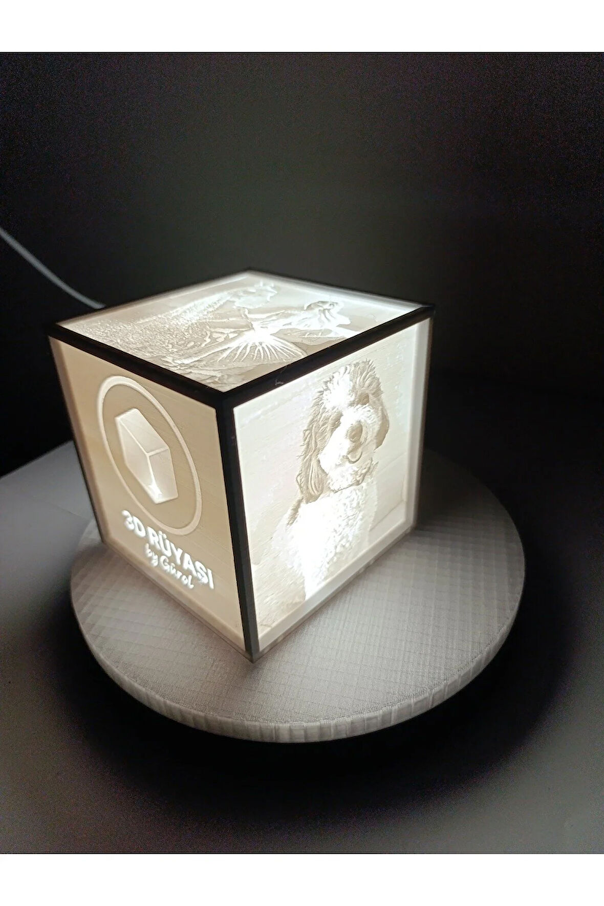 Kişiye Özel 3D Baskı Işıklı Fotoğraf Küp Lamba – LED Aydınlatmalı Dekoratif Gece Lambası