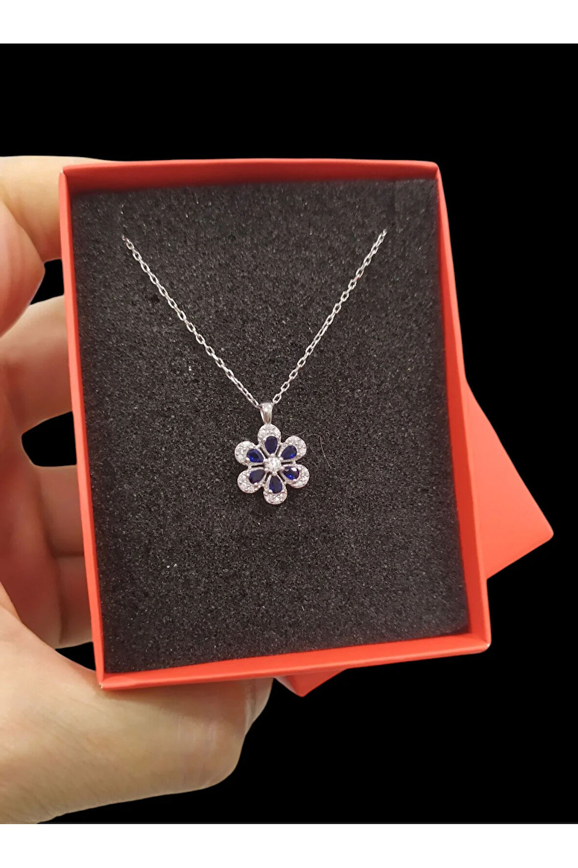 Modahilye - 925 Ayar Orjinal Gümüş Lotus Çiçeği Kolye