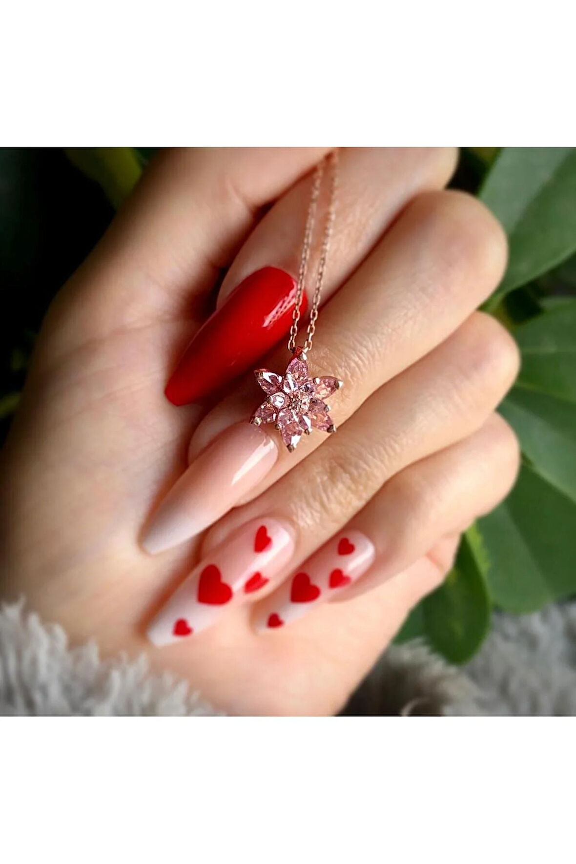 Modahilye 925 Ayar Gümüş Lotus Çiçeği Pembe Taşlı Tasarım Rose Gold Kolye