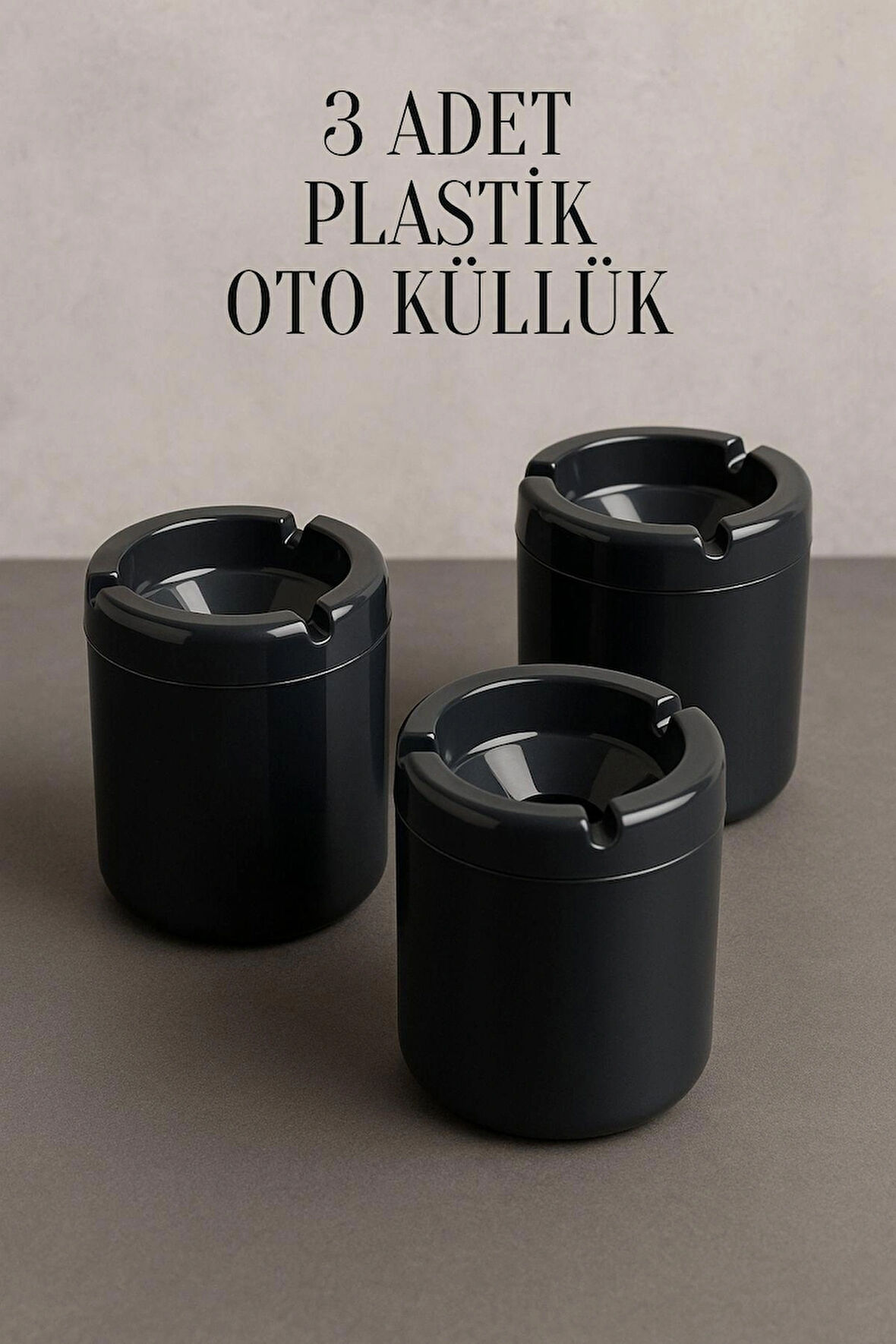 3 Adet XL Koku Yapmaz Dumansız Siyah Plastik Küllük Oto Kül Tablası Araç İçi Kül Tabağı