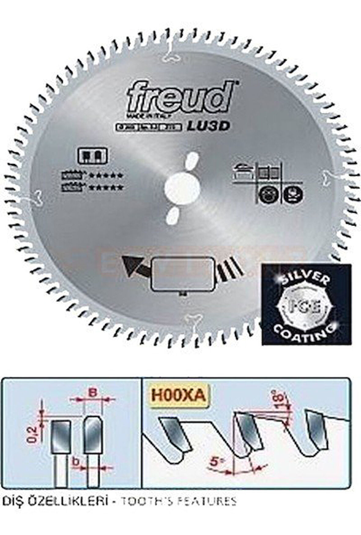 Freud 250 x 80 LU5B Aluminyum ve PVC Elmas Daire Testere