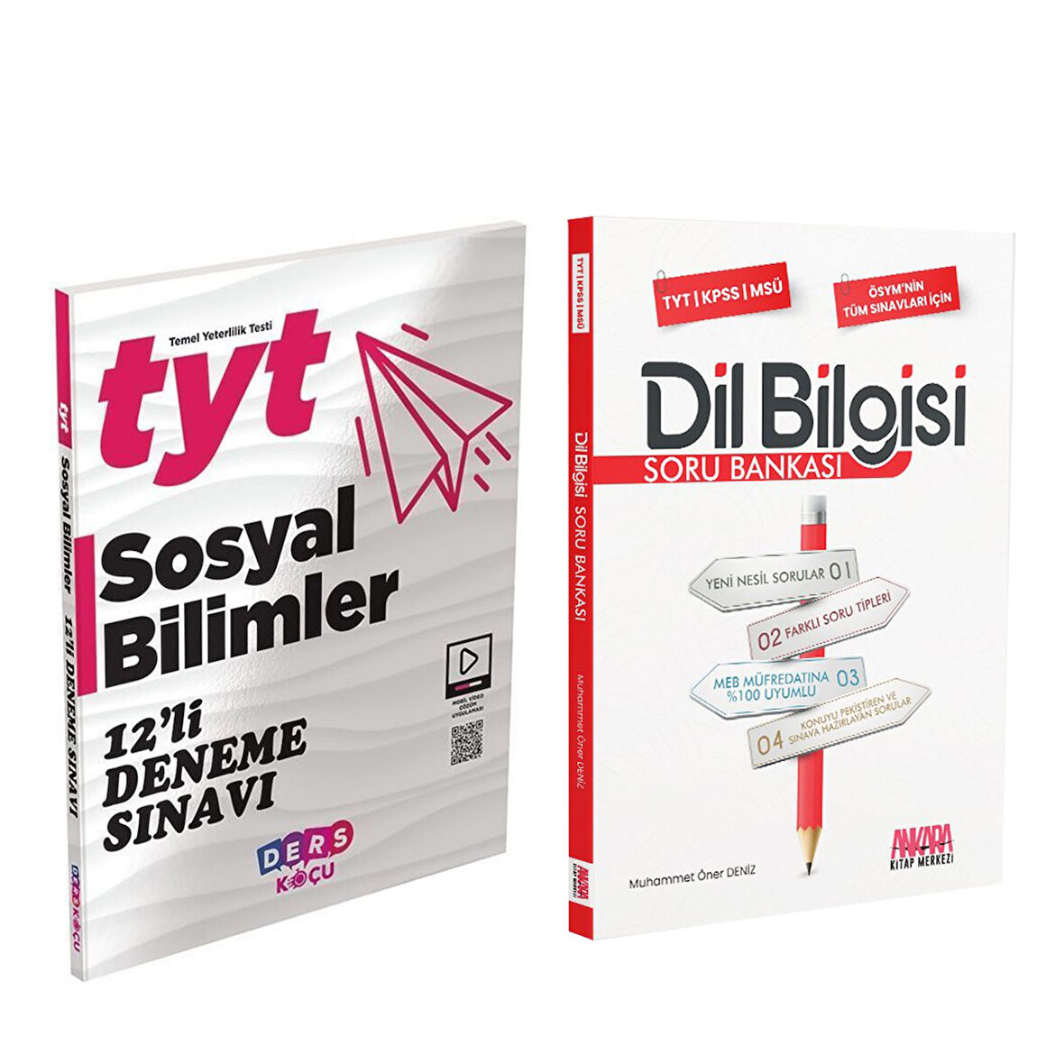 Ders Koçu TYT Sosyal Bilimler 12 li Deneme ve AKM  Dil Bilgisi Soru Bankası Seti 2 Kitap
