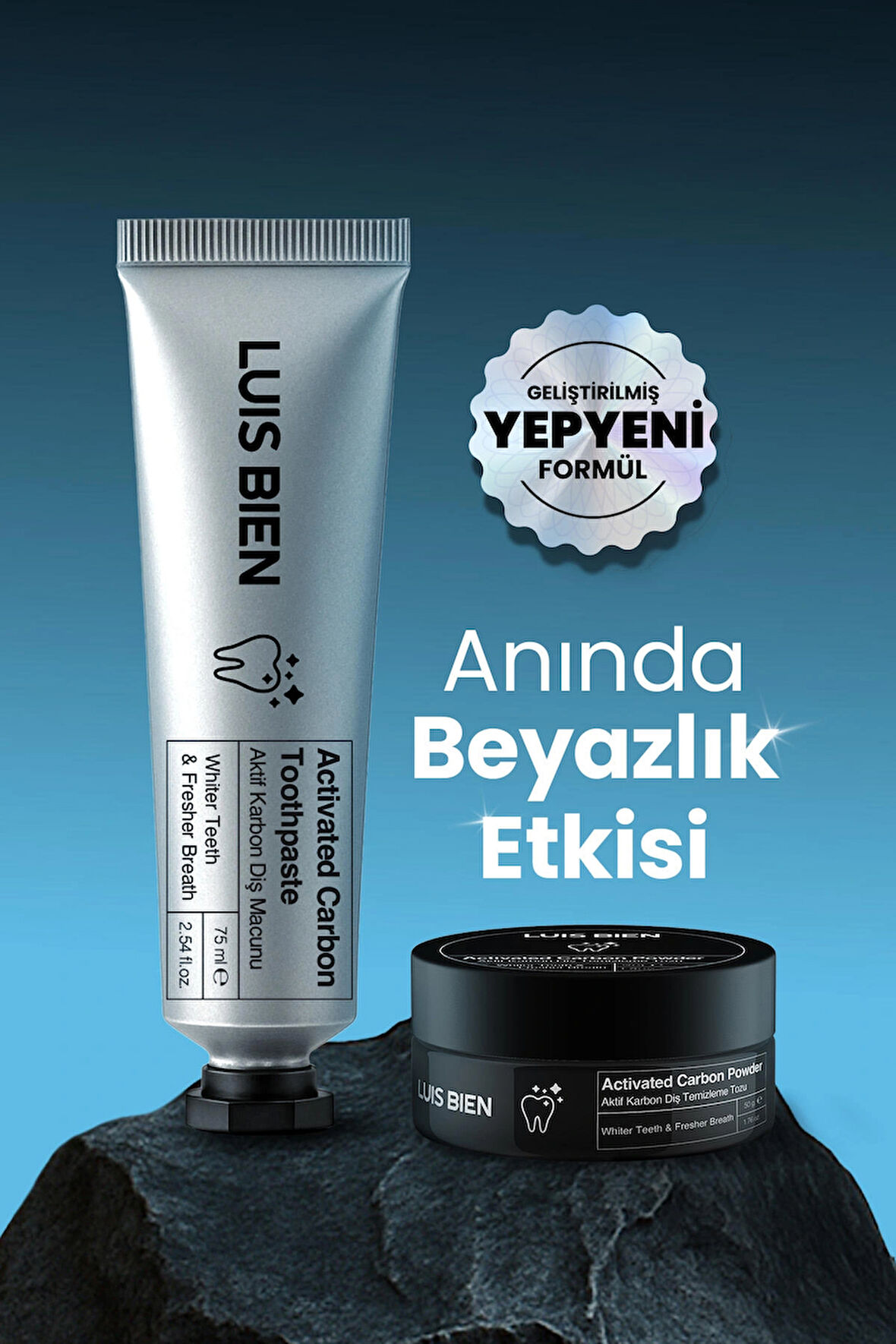 Diş Beyazlatma Seti (Diş macunu 75ml + Toz 50gr)