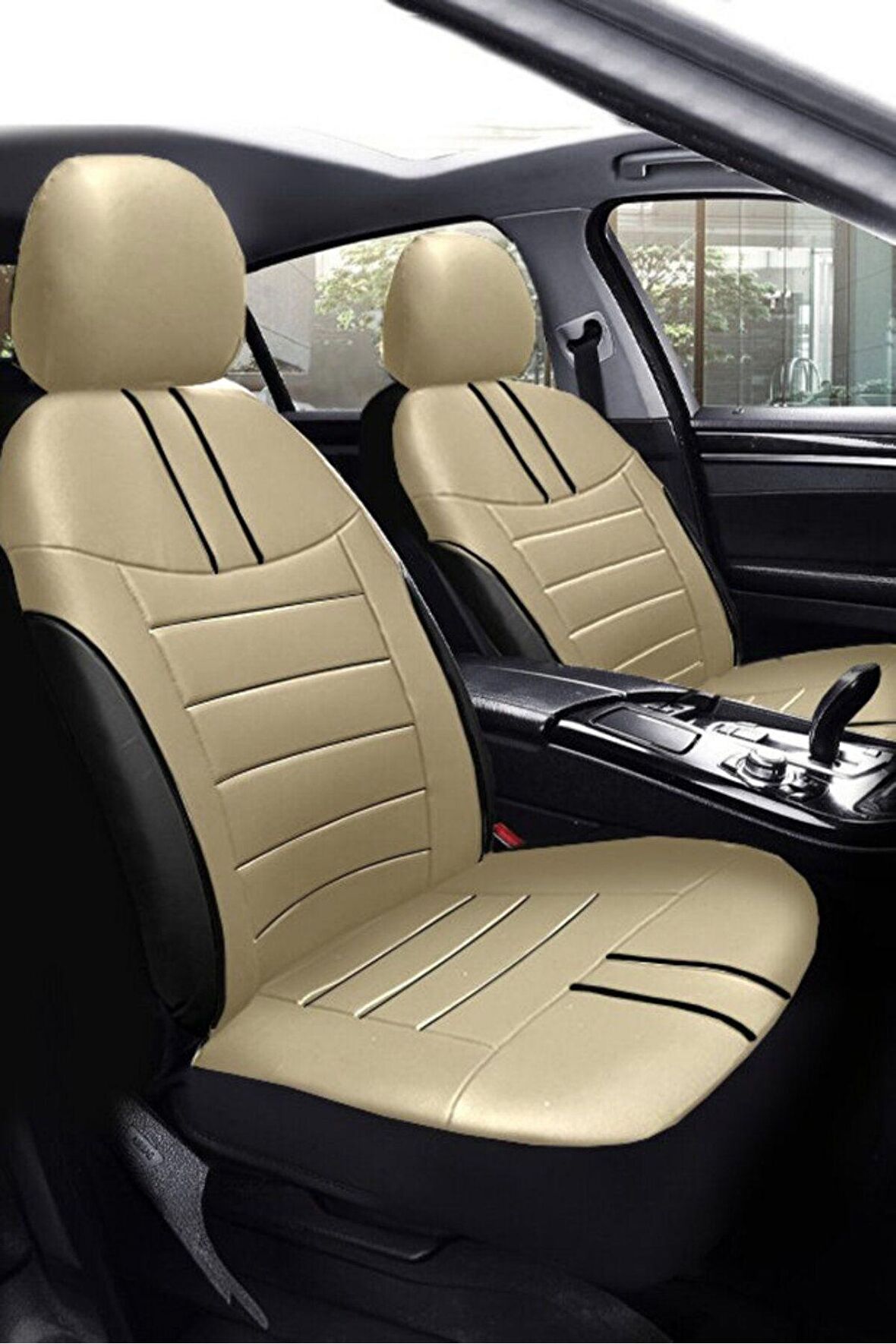 Hyundai Tuscon Elite Suv 2021 3 Parça Bütün Aracınıza Uyumlu Koltuk Kılıfı Luxe Serisi Bej Siyah