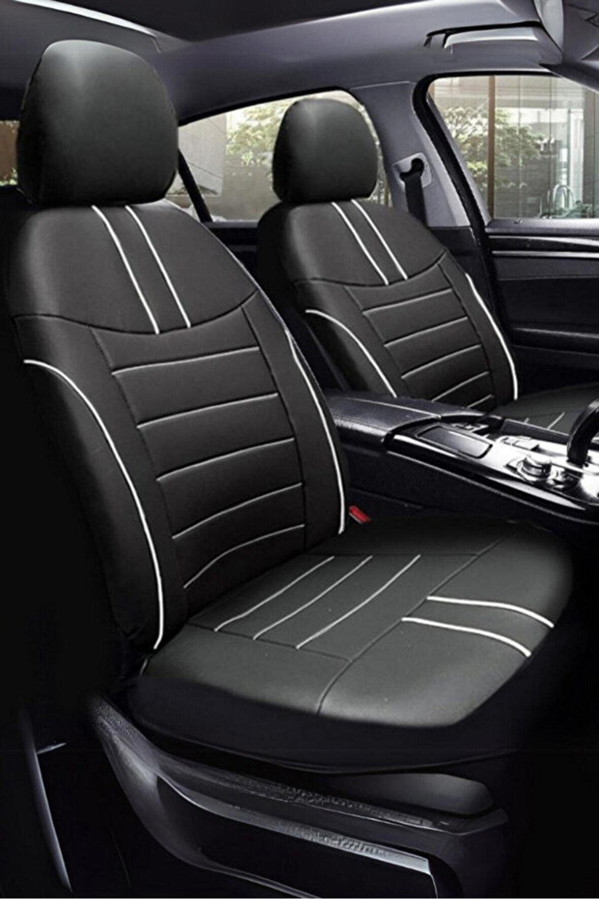 Opel Astra G Kasa / Hatchback 2000-2004 Aracınıza Uyumlu Koltuk Kılıfı Luxe Deri Siyah Beyaz
