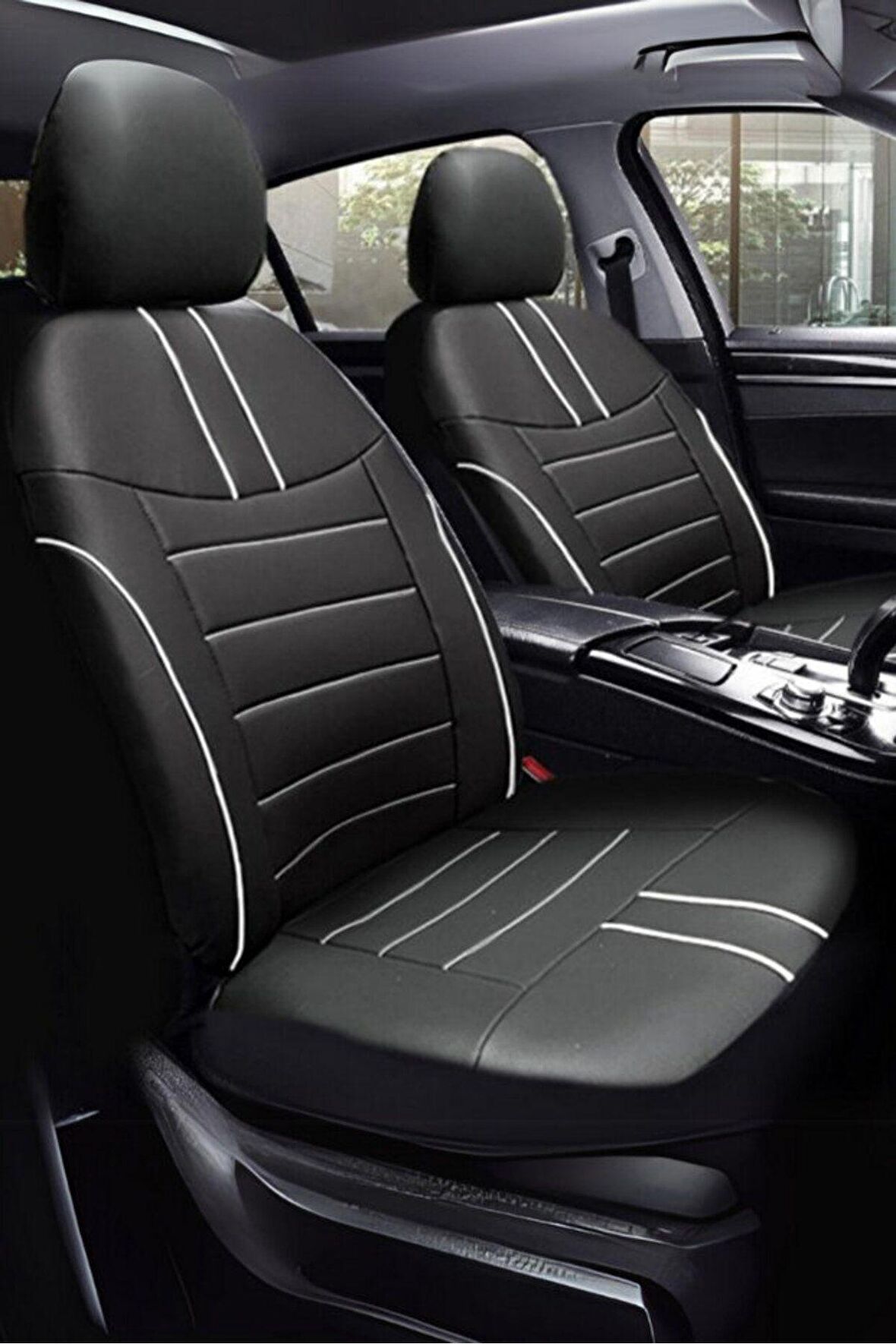 Ssangyong Action Çift Kabin 2008 Aracınıza Uyumlu Koltuk Kılıfı Luxe Deri Siyah Beyaz