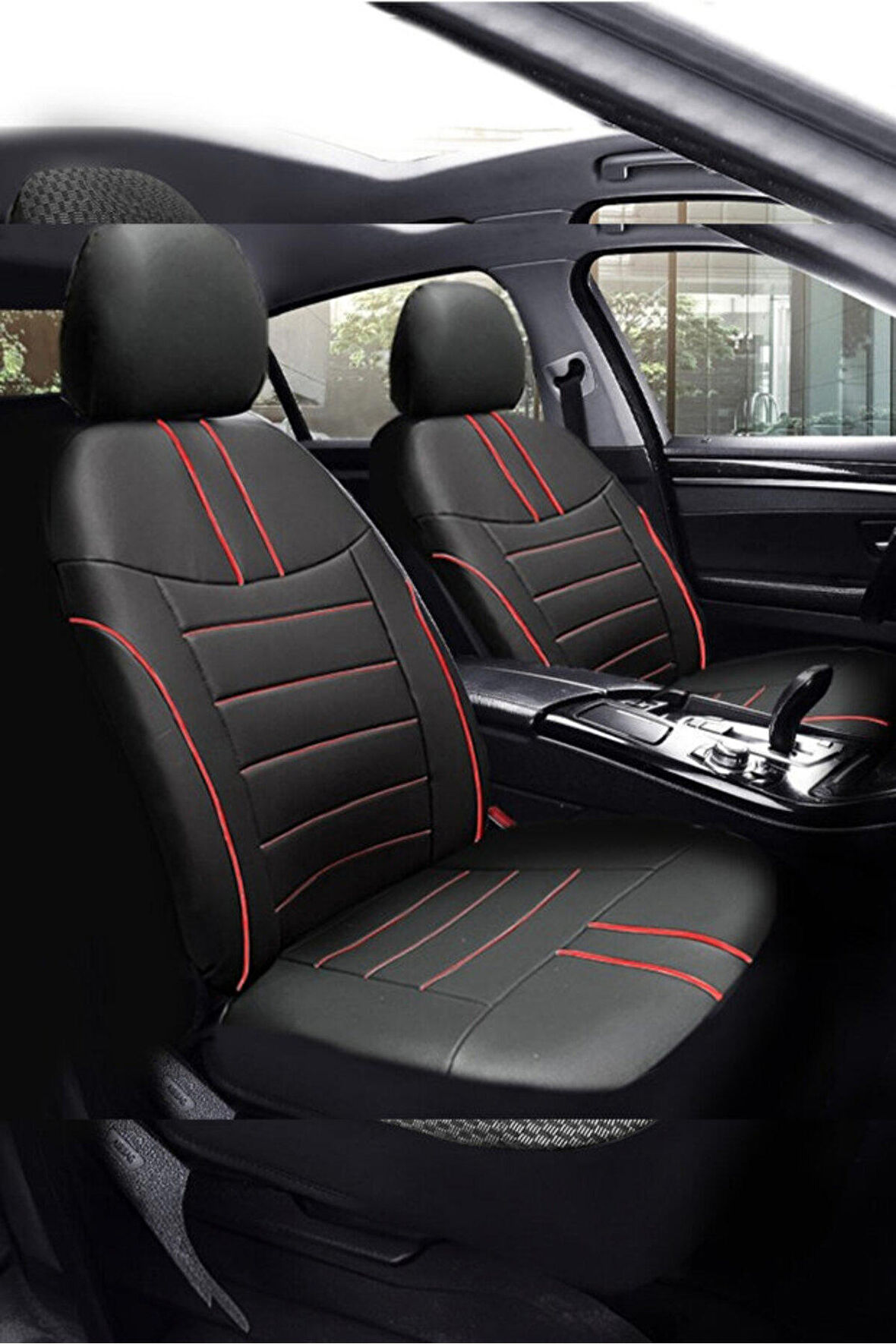 Peugeot Bibper H.ticari 2008-2019 Aracınıza Uyumlu Koltuk Kılıfı Luxe Deri Siyah Kırmızı