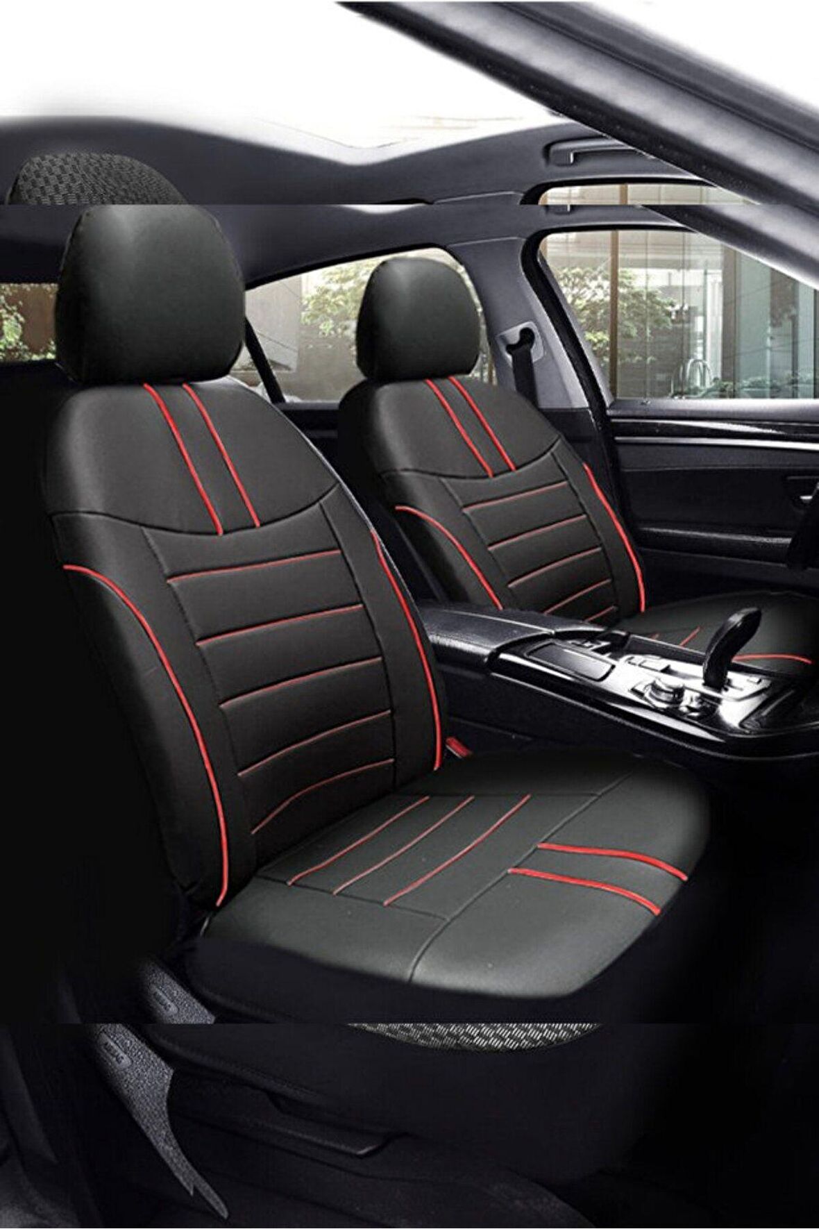 Toyota Yaris Hatchback 2012 Aracınıza Uyumlu Koltuk Kılıfı Luxe Deri Siyah Kırmızı