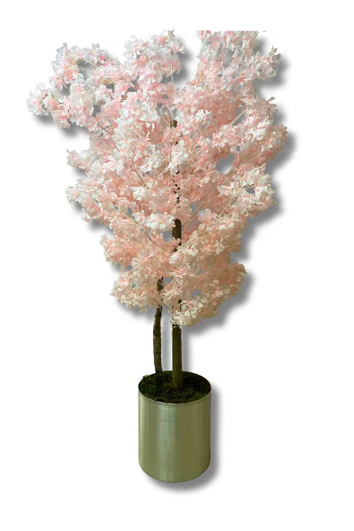 Japon Çiçeği Lüx Pembe Bahar Dalı 180 Cm Yapay Ağaç 30x30 Metal Saksı