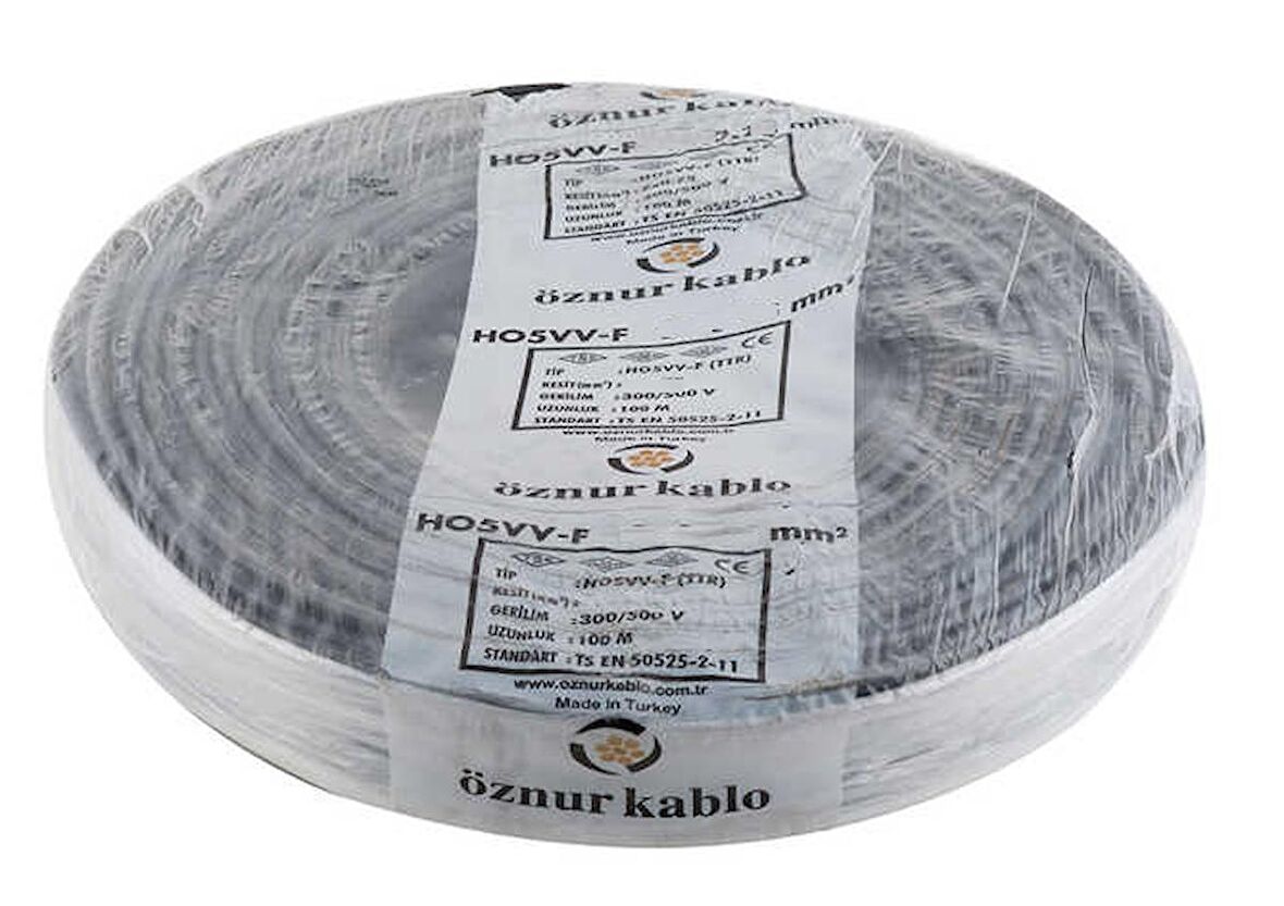 Öznur Kablo 25 Metre 2 x 1,5 TTR Bakır Çok Telli Siyah 