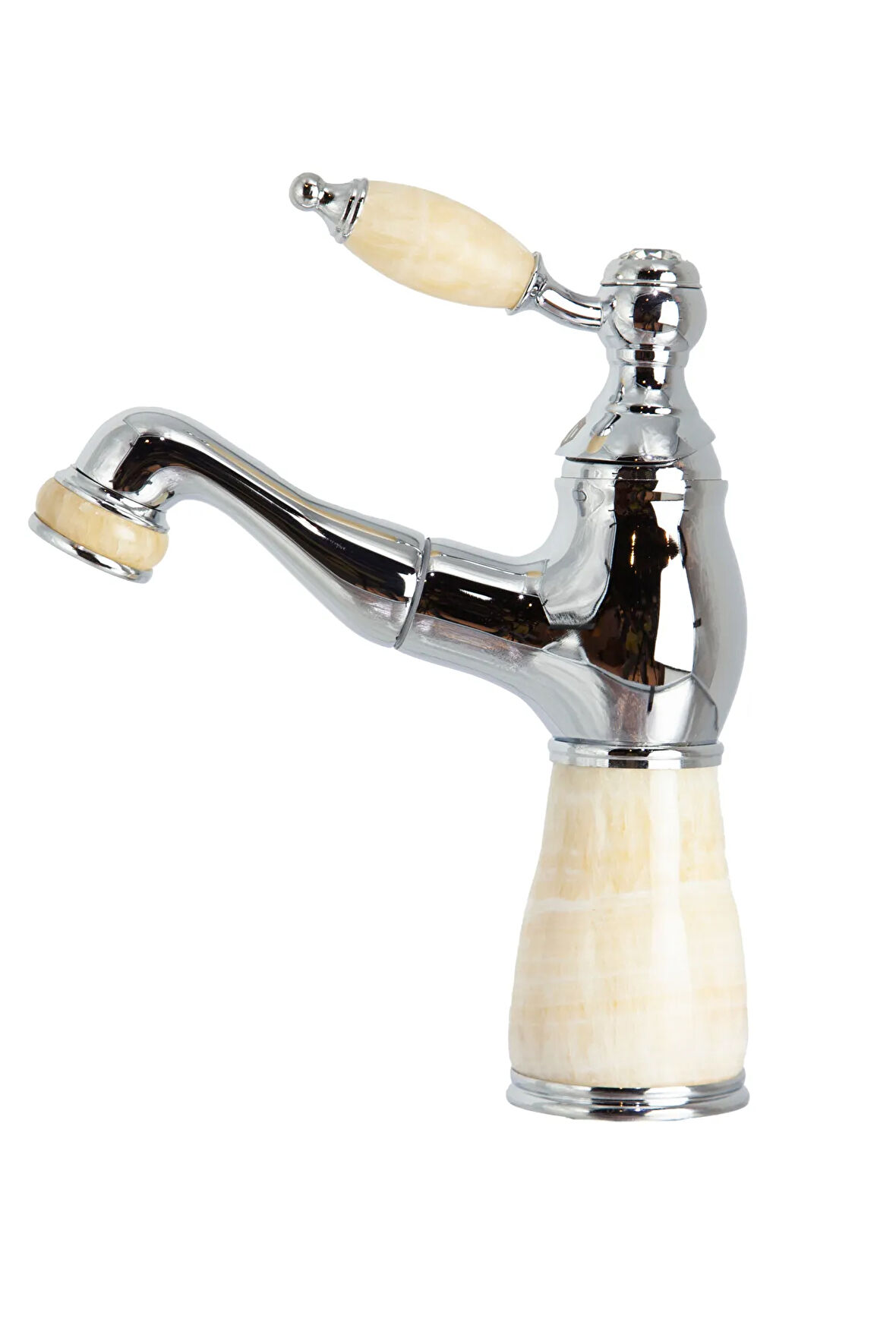 MERMERLİ SPİRALLİ BERBER LAVABO BATARYASI - KROM