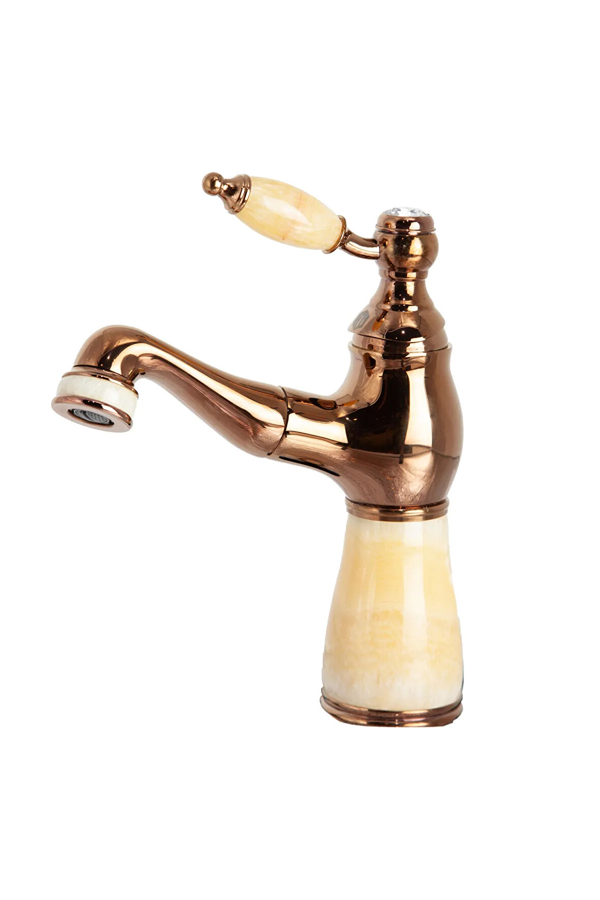 MERMERLİ SPİRALLİ BERBER LAVABO BATARYASI - ROSE GOLD
