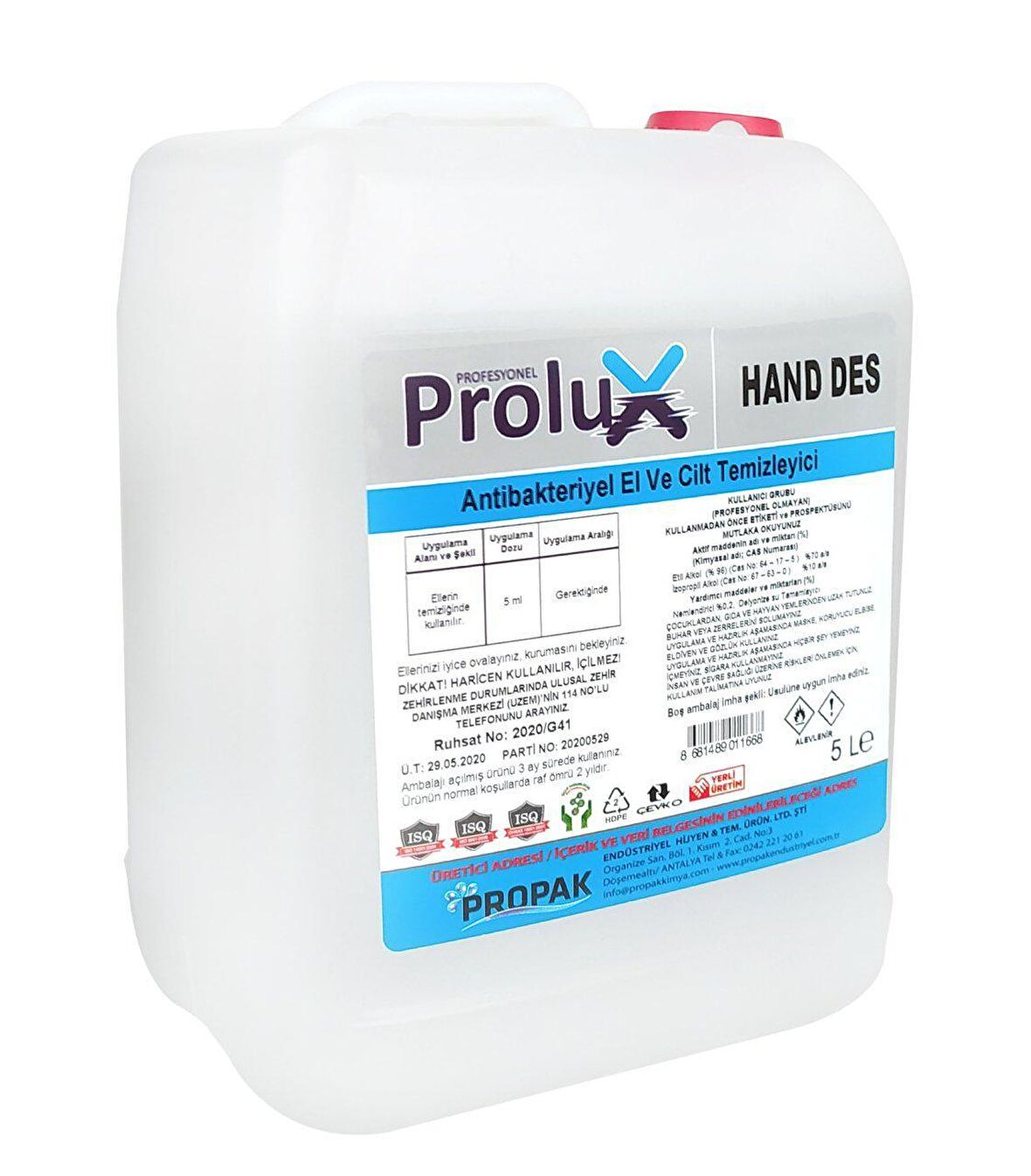 propak Hand Des 5 Lt. Entibakteriyel El Dezenfektanı