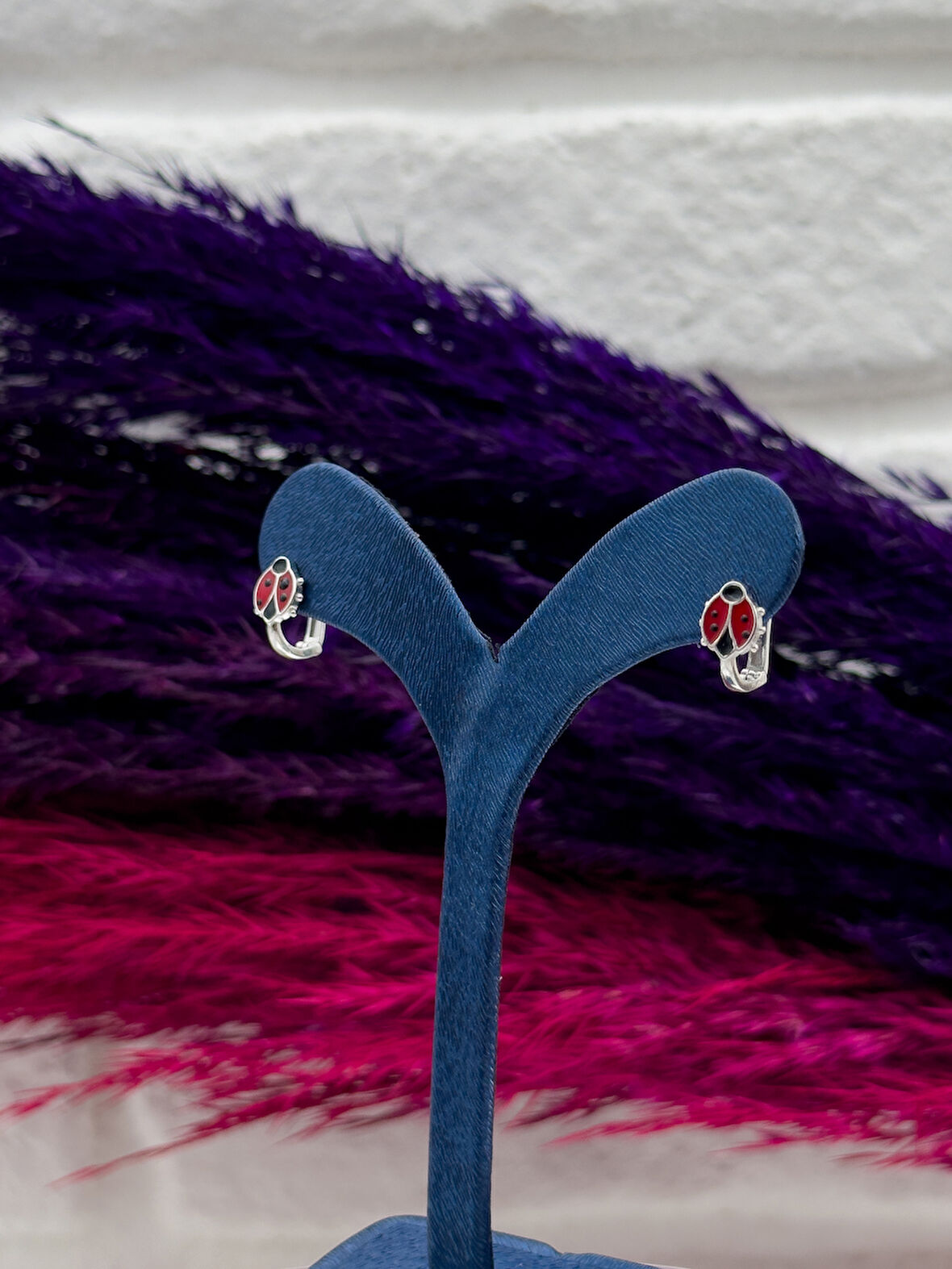 925 Ayar Gümüş Uğur Böcekli Zarif Kız Çocuk Küpesi