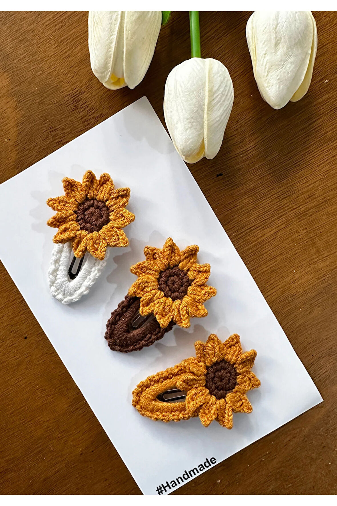 Saç Tokası Özel Güneş Tasarım Handmade 3'lü Çıt Çıt Toka Seti