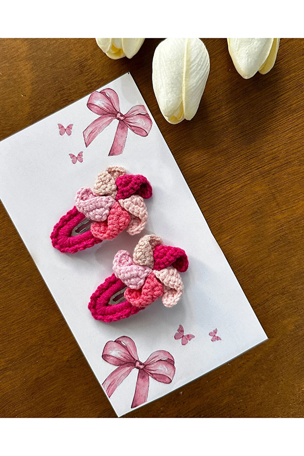 Saç Tokası Özel Rüzgar Gülü Tasarımı Handmade 2'li Çıt Çıt Toka Seti