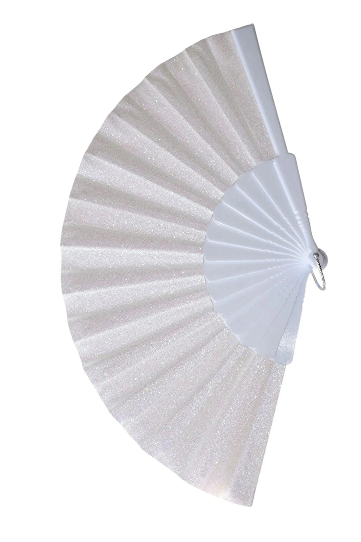Simli Tek Taraflı Yelpaze – Plastik Saplı, Işıltılı ve Şık – 23x43 cm