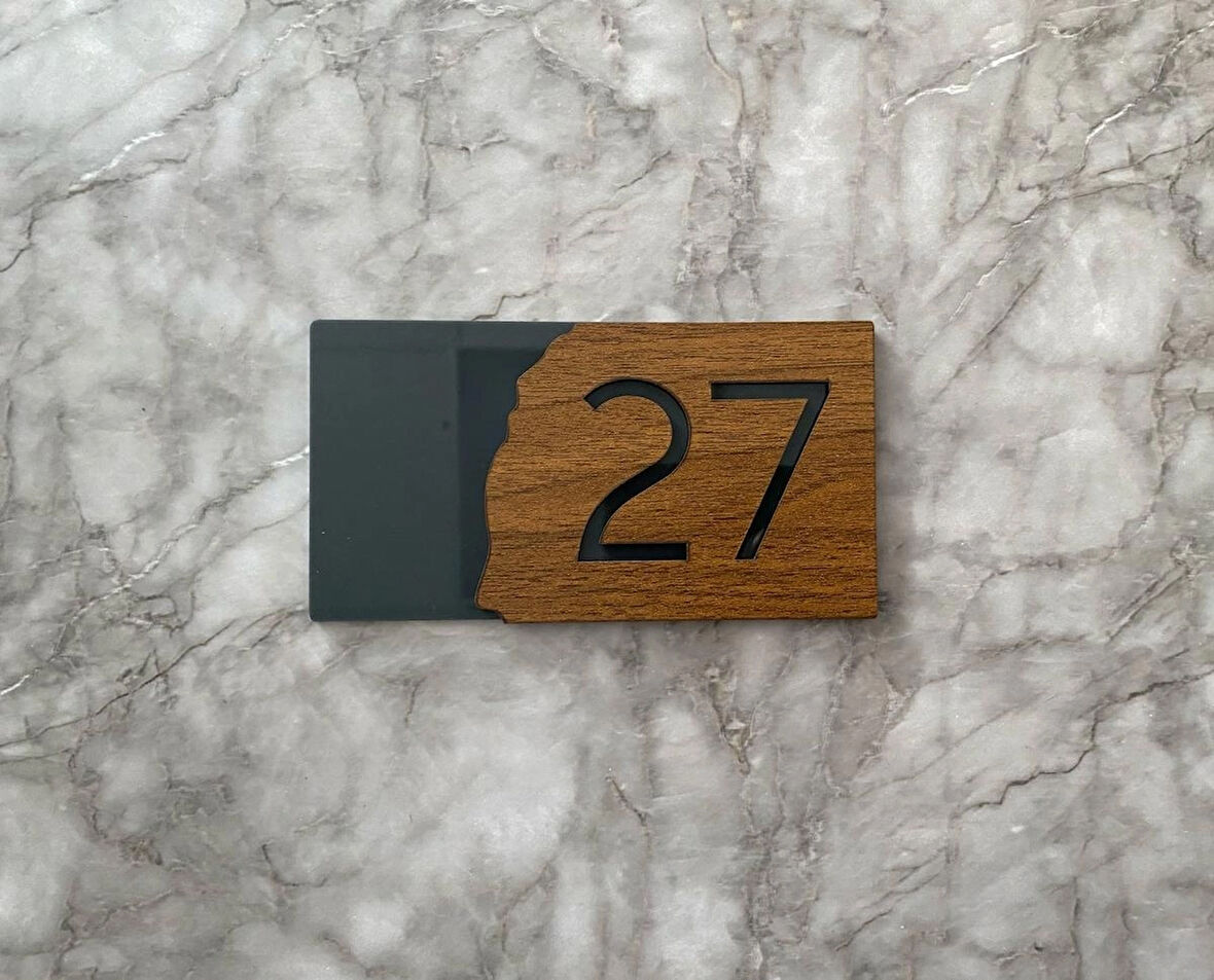 Lüx Wooden Serisi Pleksi Kapı Numarası