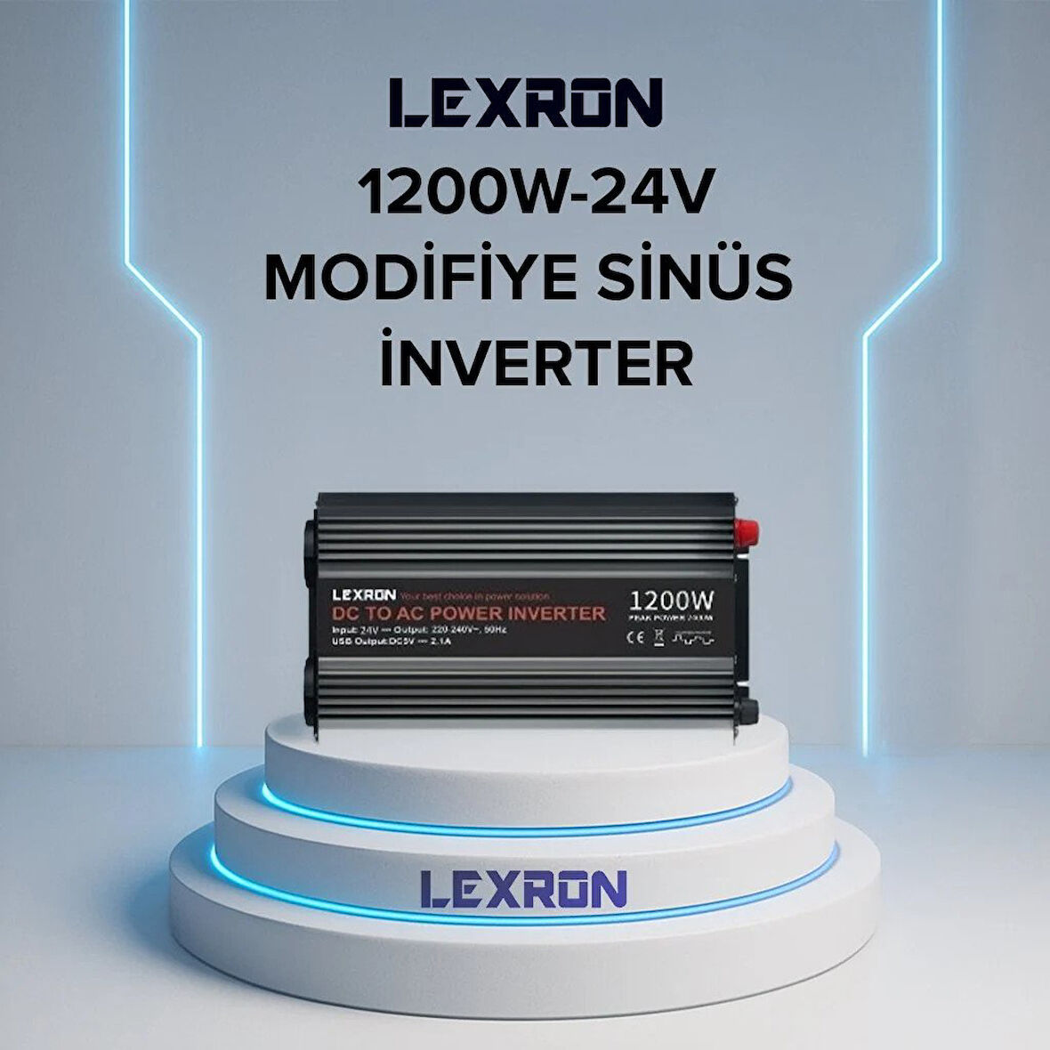 Lexron - İnges 24 Volt 1200 Watt Modifiye Sinüs İnverter - 220 volt çevirici