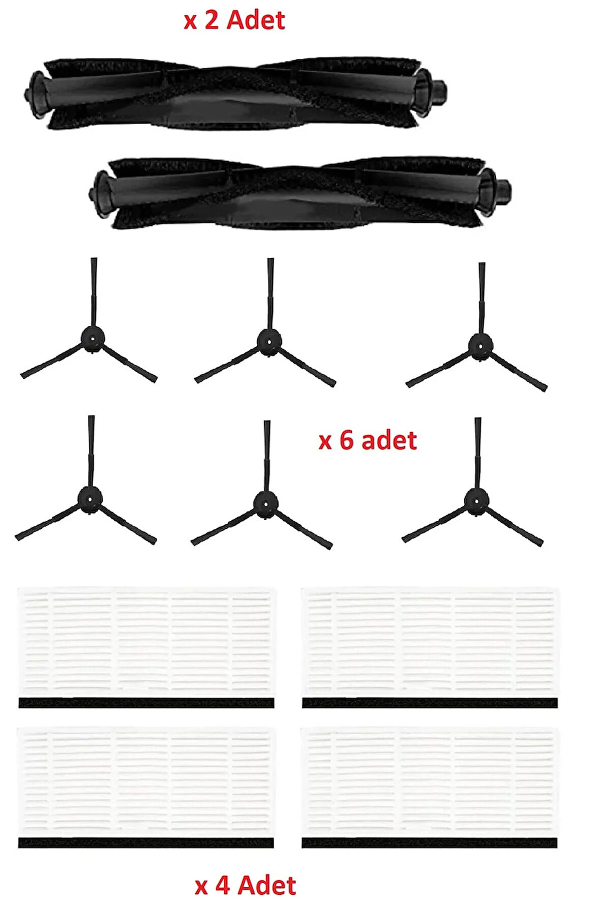 LYDSTO R1 Uyumlu Robot Süpürge Hepa Filtre Fırça Seti 12 Parça