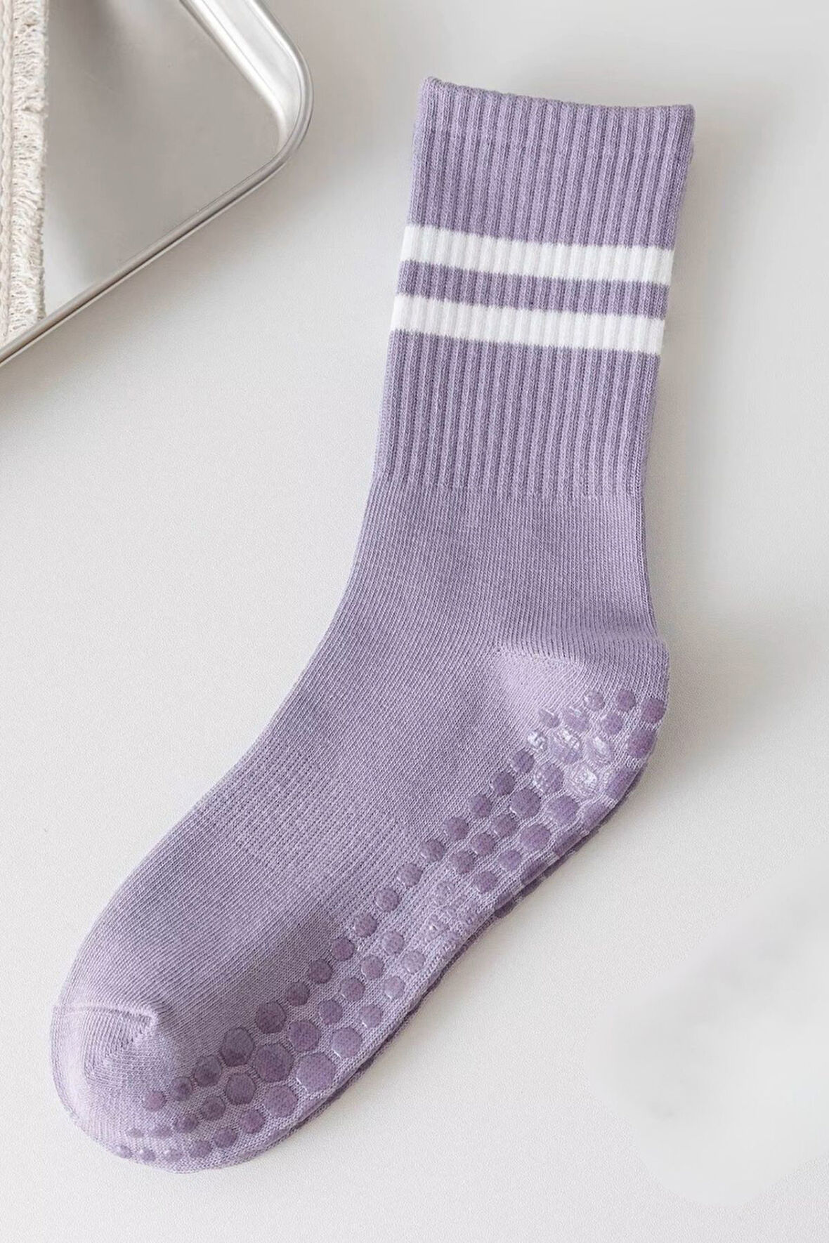 1 Çift Mor Yoga Pilates Kaydırmaz Çorap