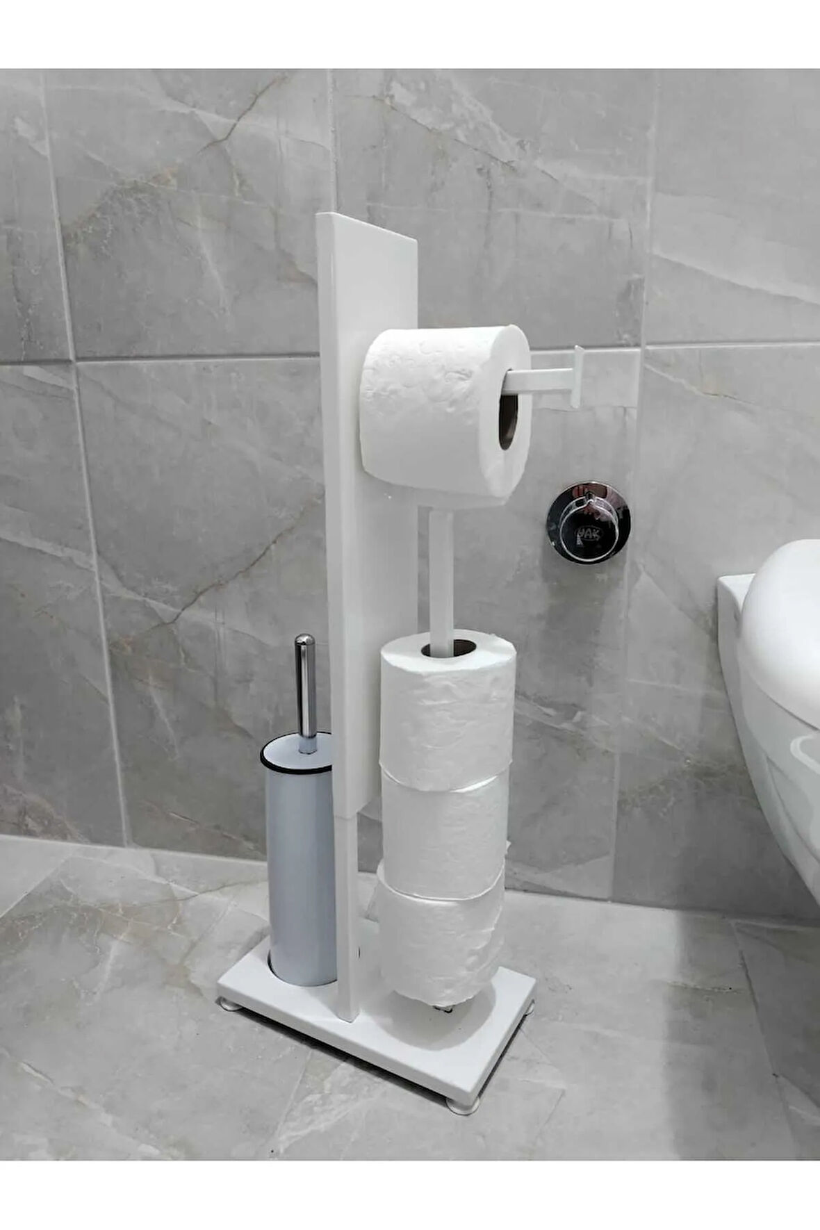 Lilyum Mix Fırçalı Tuvalet Kağıtlık Askılı Stand Beyaz
