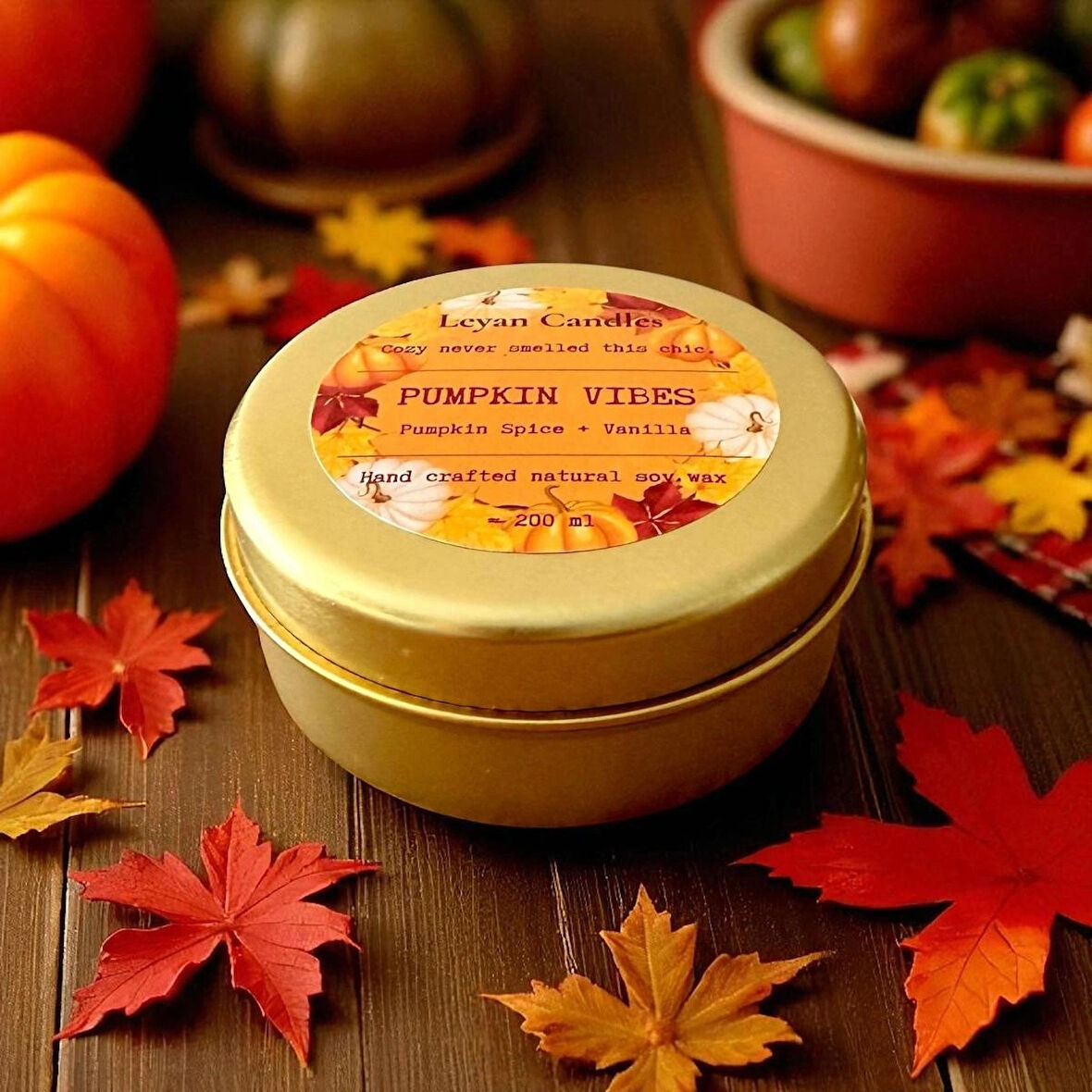 PUMPKIN VIBES - PUMPKIN SPICE ,VANILYA DOĞAL SOYA MUMU METAL KUTU 75 ML