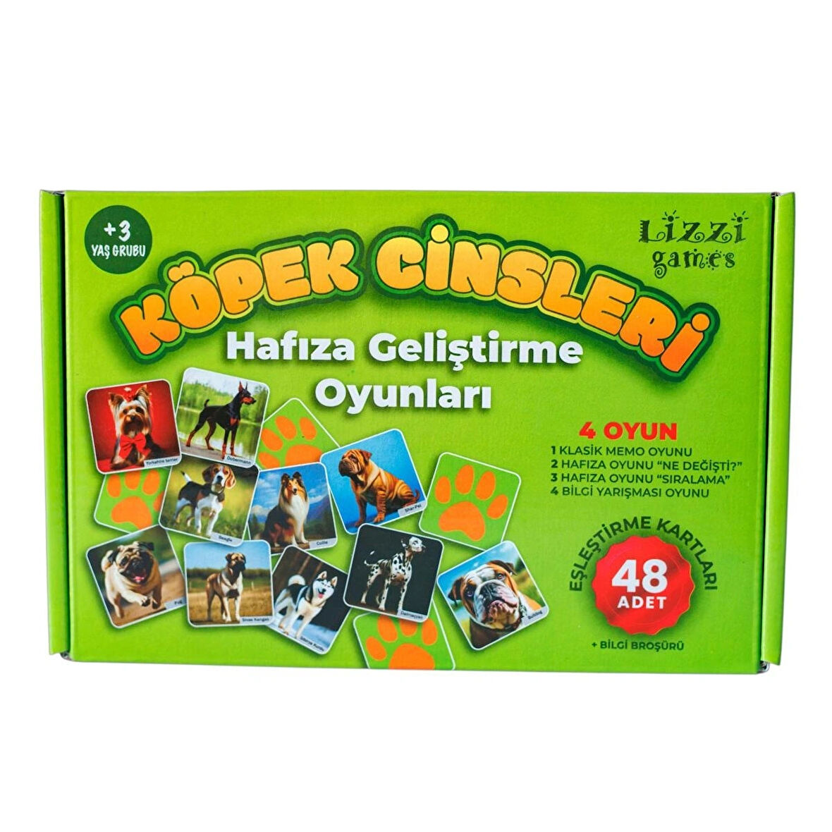 KÖPEK CİNSLERİ Eğitici çocuk eşleştirme hafıza geliştirme oyunları Memory 48 kart + Bilgi Broşürü