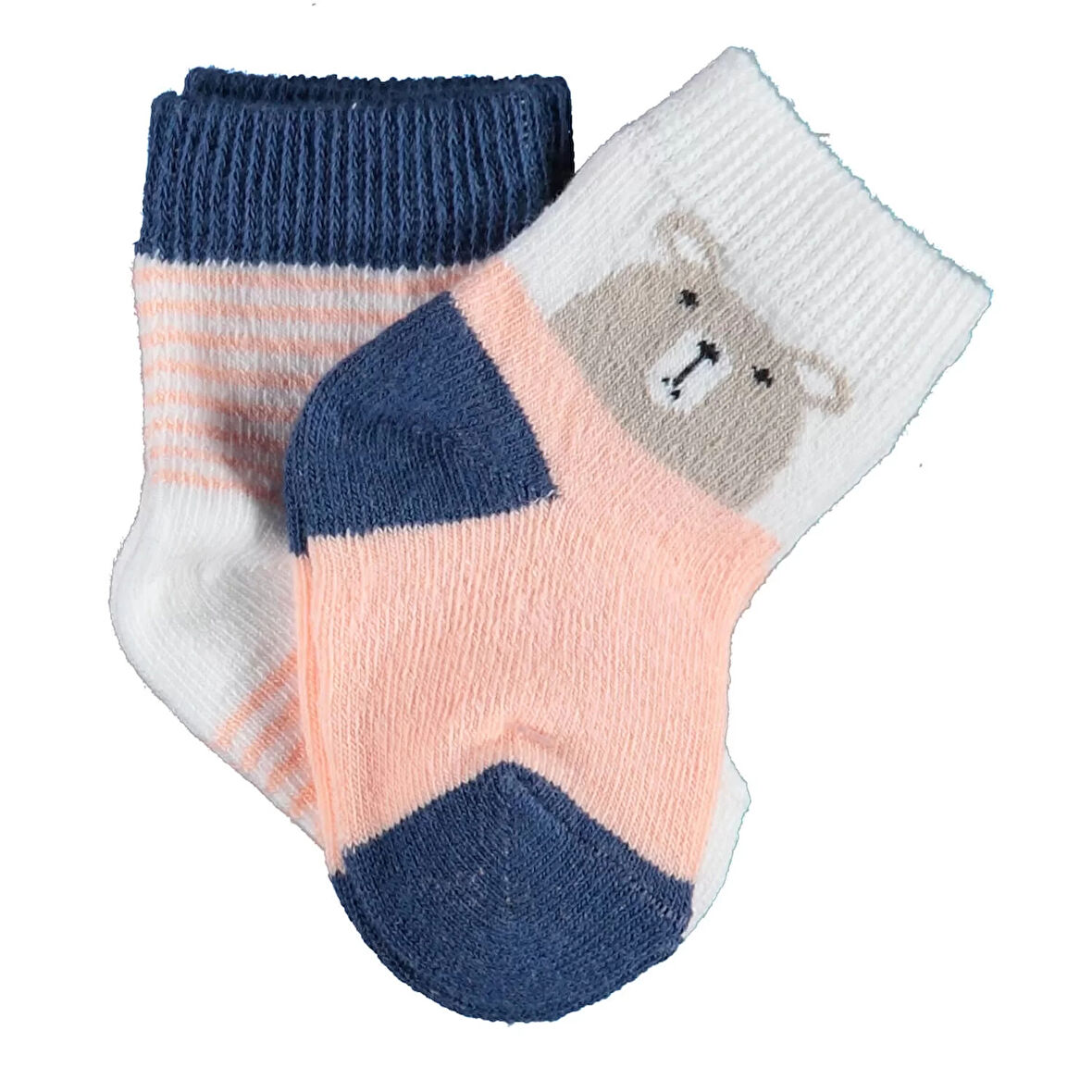 Lenaca Hello Teddy Bear 2'li Kız Çorap Ekru Somon