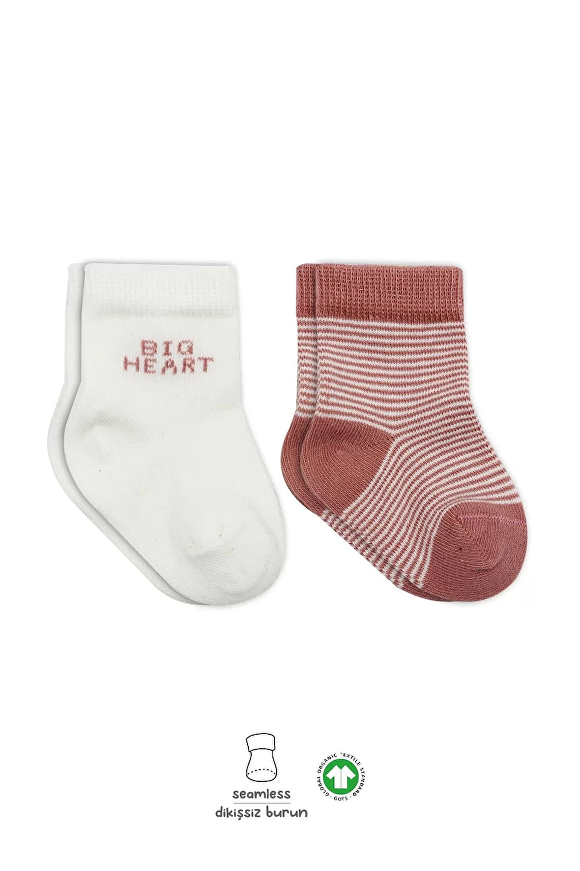 Lenaca Big Heart Penye Soket Çorap 2'li  Pudra