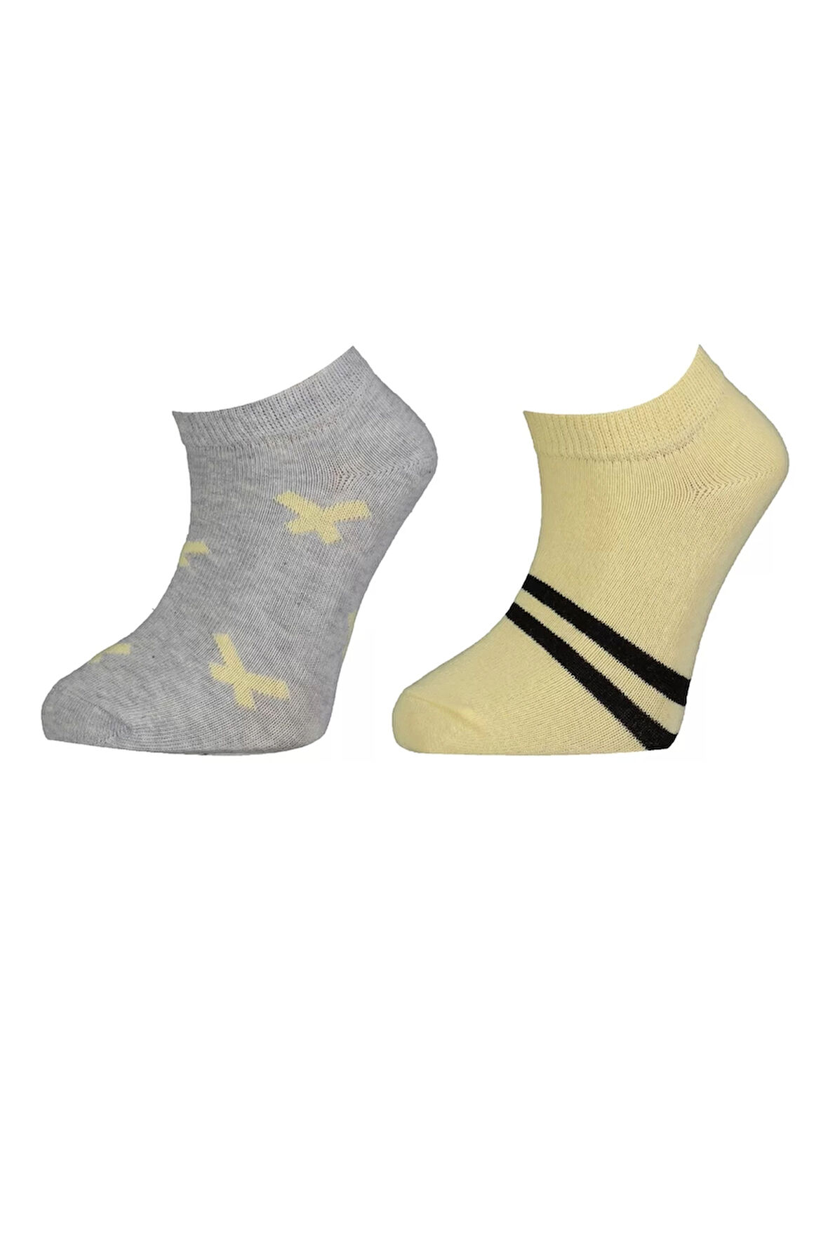 Lenaca Çizgili 2'li Yaş Patik Çorap  Sarı