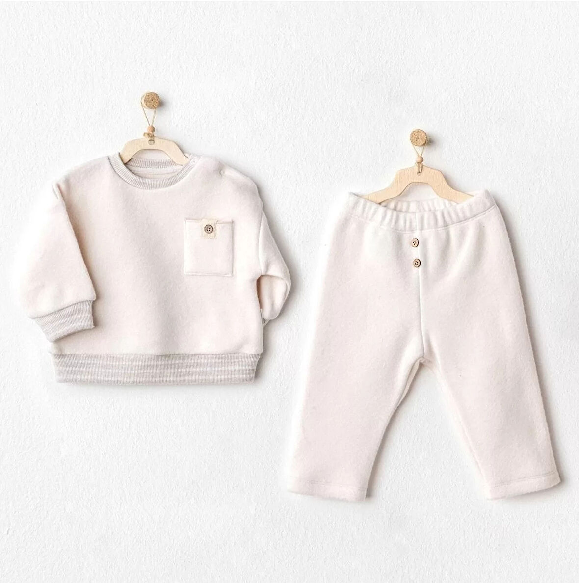 Lenaca 5158 Soft 2'li Bebe Takım Ekru