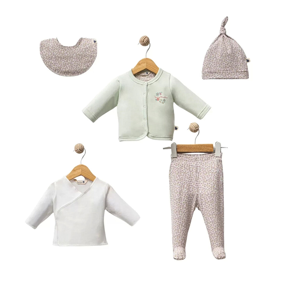 Lenaca Fall Floral 5 Parça Hastane Çıkışı Green