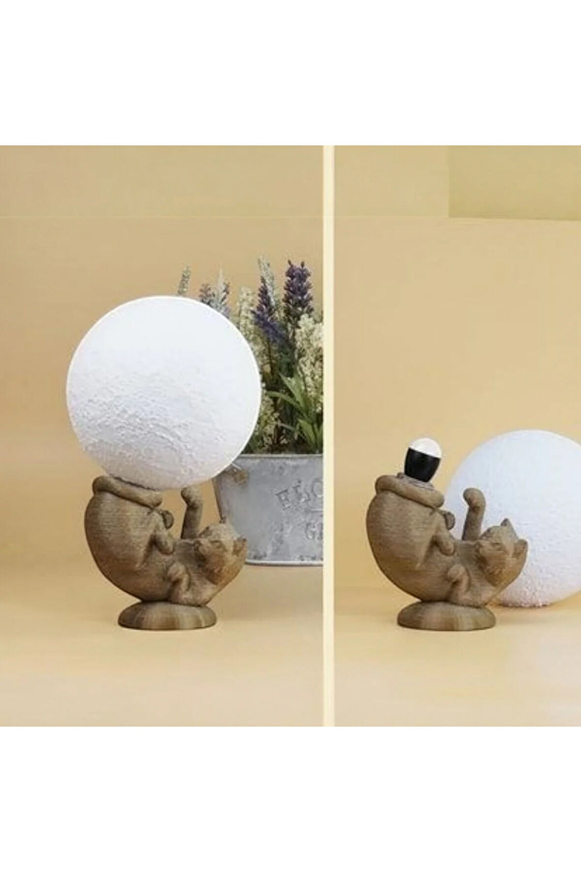 Ay Taşıyan Kedi Lamba - 3D Yazıcı İle Üretilmiş Şık Gece Işığı