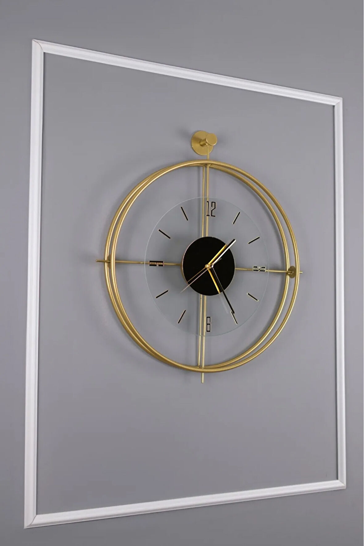 Büyük Boy Laviento Gold ( Şeffaf Cam ) Led Yok Modern Dekoratif Metal Cam Ayna Duvar Saati