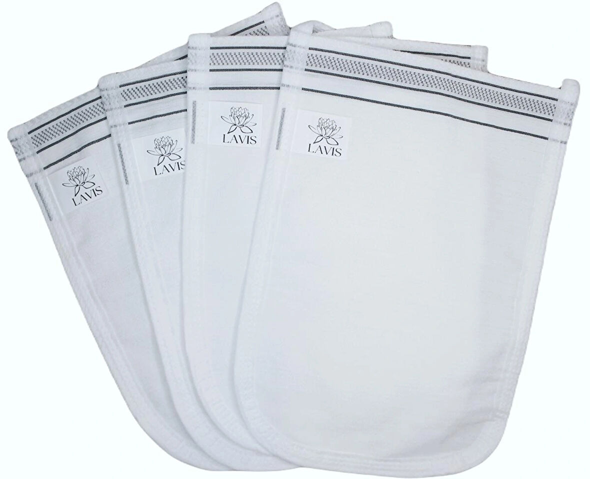 LAVİS Banyo Hamam Kesesi 4adet Peeling - Ölü Deri Soyucu, Pürüzsüz & Işıltılı Cilt