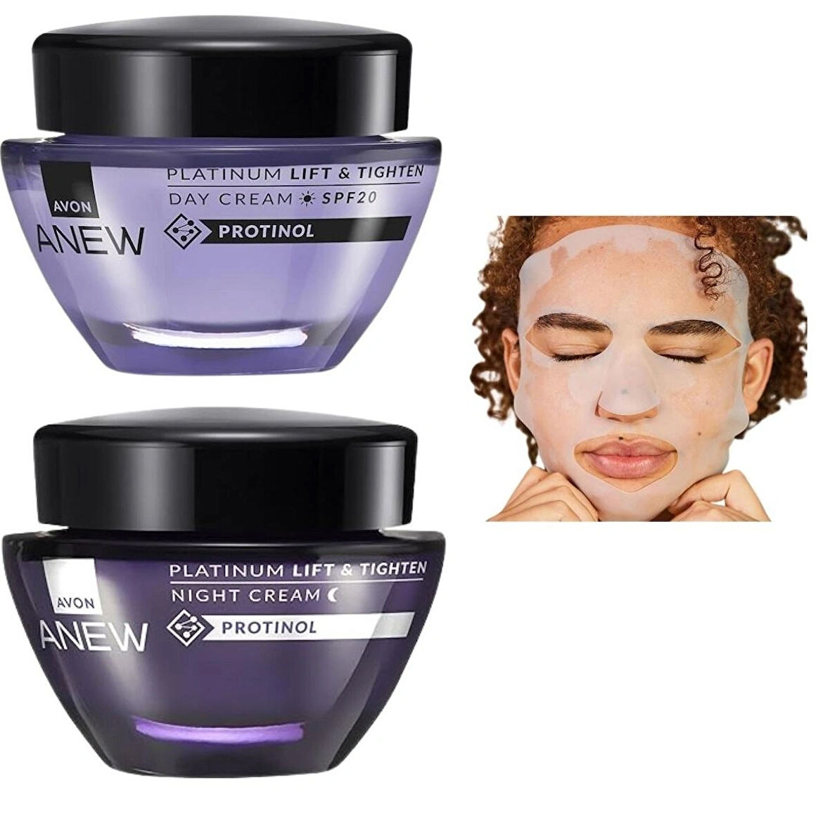 Avon Anew Platinum Gündüz -Gece Kremi ve Silikon Yüz Maskesi 3lü Set