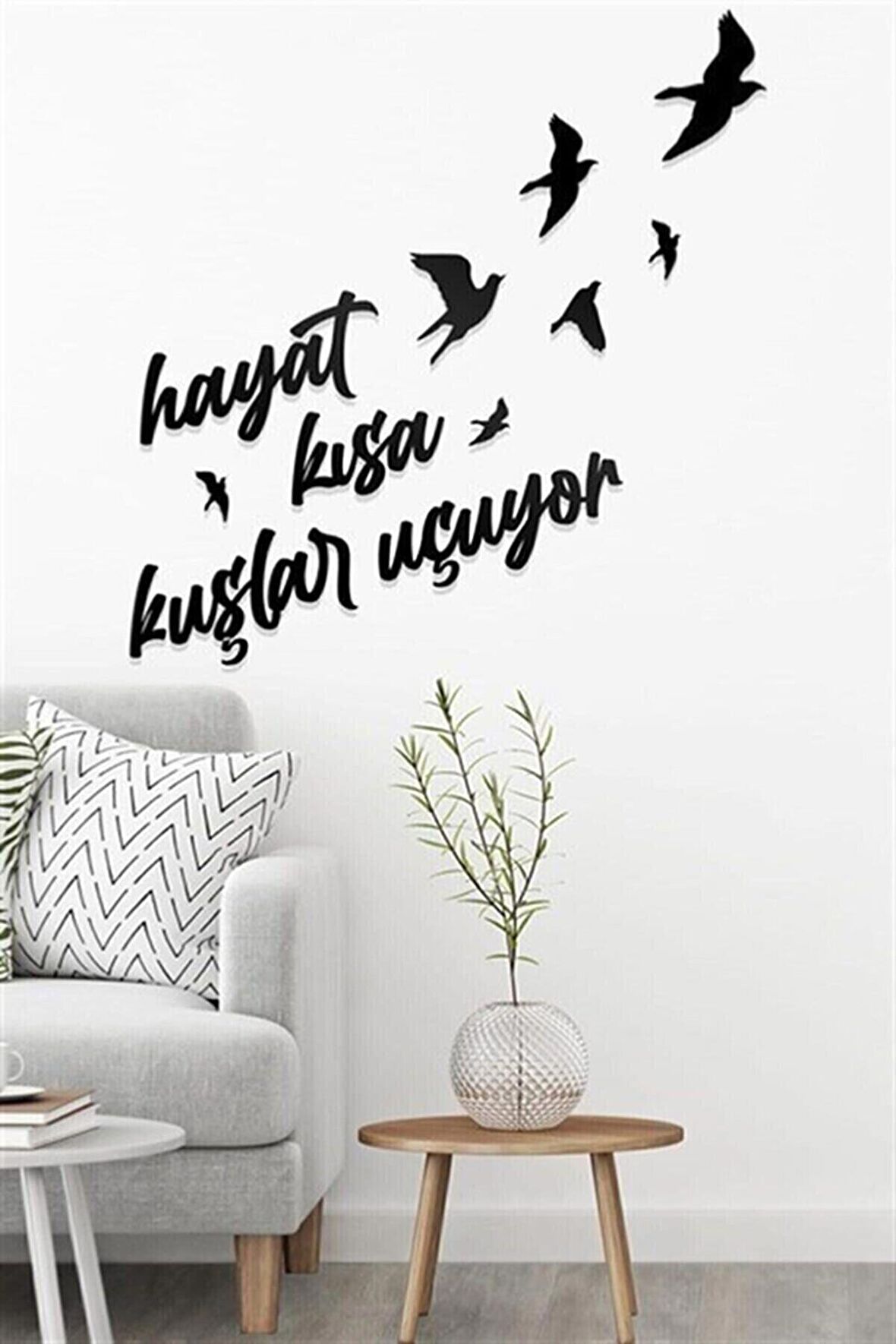 Lazer Kesim Ahşap Hayat Kısa Kuşlar Uçuyor Dekoratif Duvar Süsü