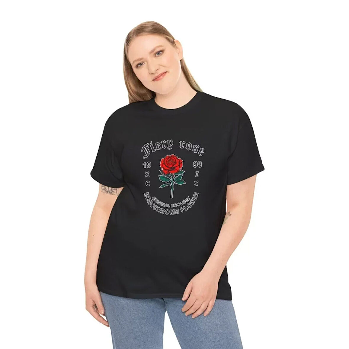 Livizmir Moda Unisex Bisiklet Yaka Baskılı T-Shirt - Siyah