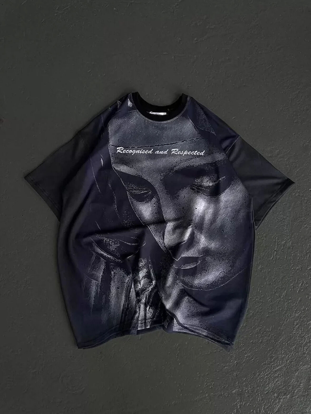 Livizmir Moda Unisex Bisiklet Yaka Baskılı Oversize T-Shirt - Siyah