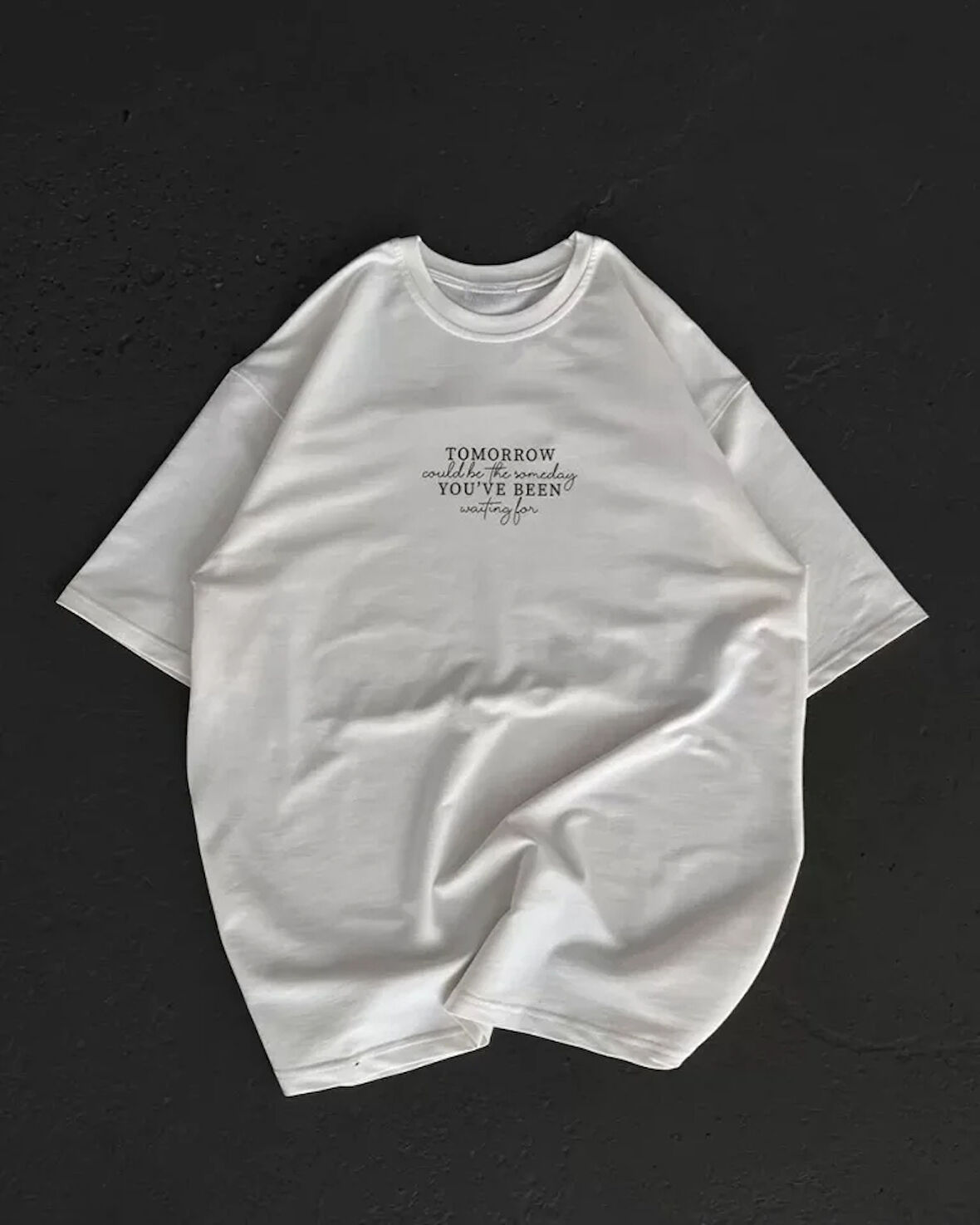 Livizmir Moda Unisex Bisiklet Yaka Baskılı Oversize T-Shirt - Beyaz