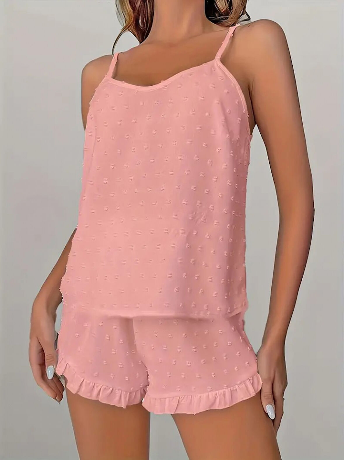 Livizmir Moda Kadın Ip Askılı Atlet Ve Alt Pon Pon Detaylı Aerobin Shortlu Takım