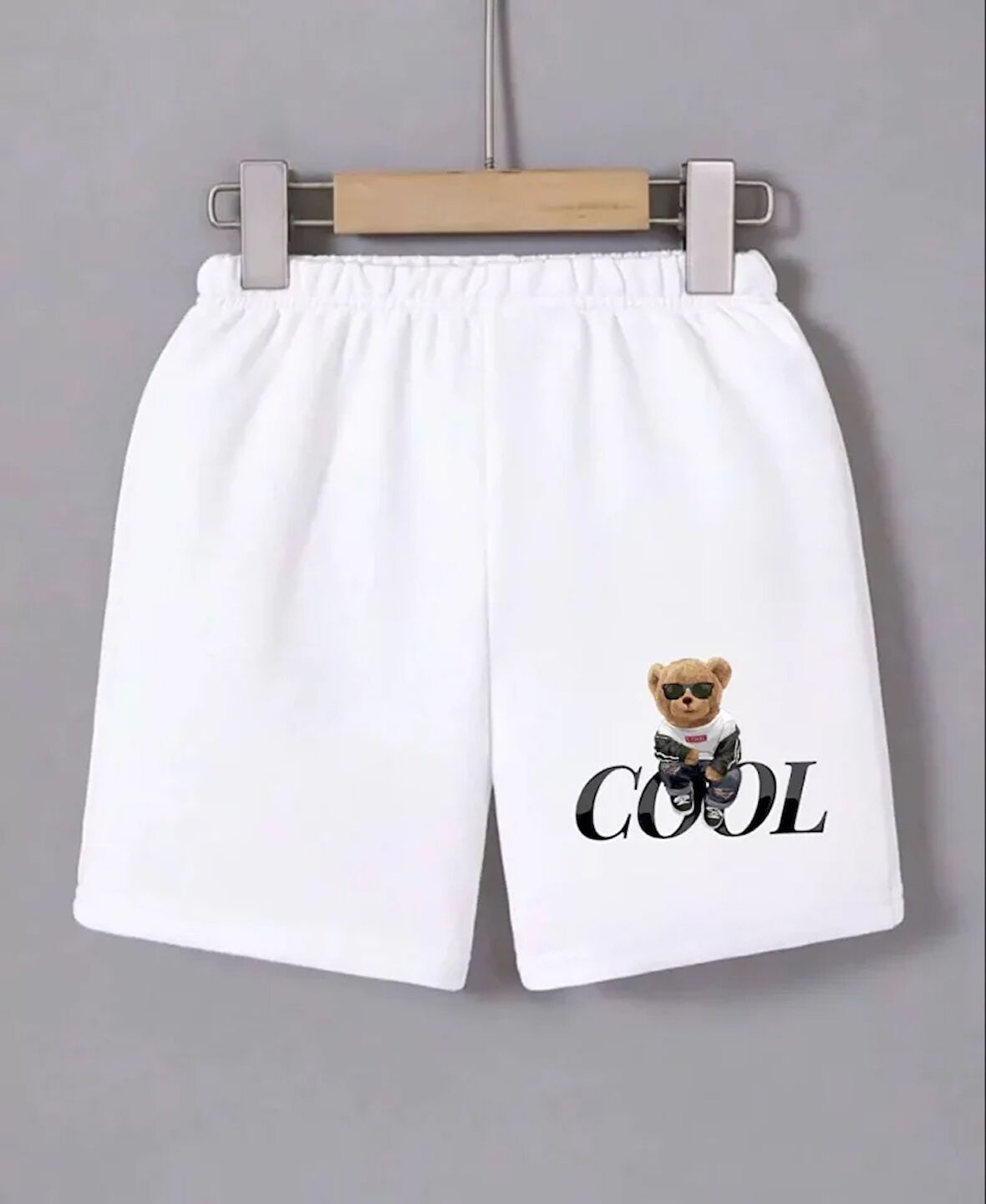 Livizmir Moda Beli Lastikli Baskılı Mini Şort - Beyaz