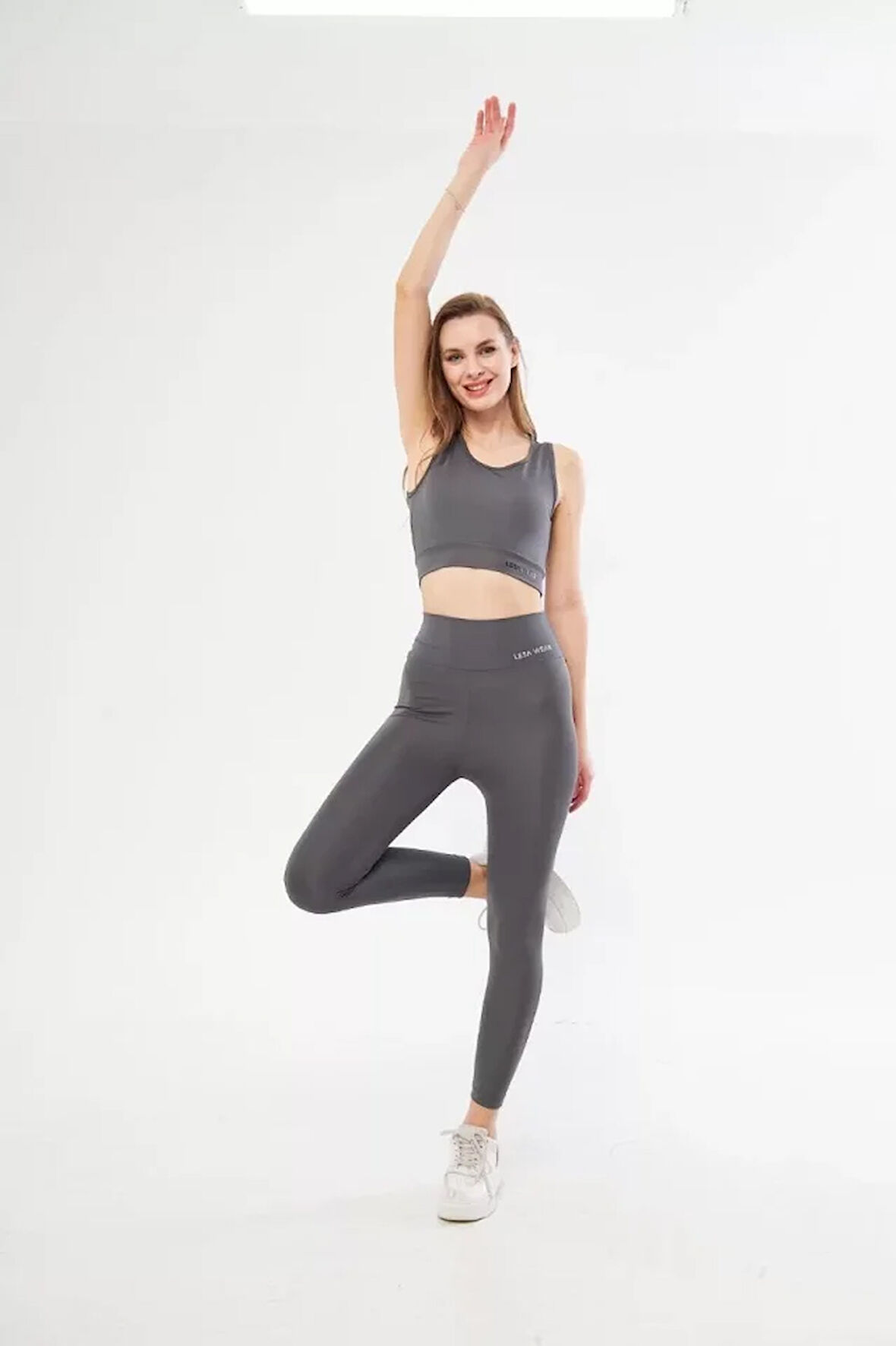 Livizmir Moda Dalgıç Croplu Taytlı Takım - Füme