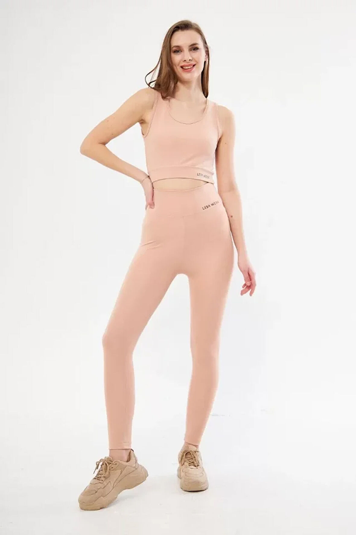 Livizmir Moda Dalgıç Croplu Taytlı Takım - Bej